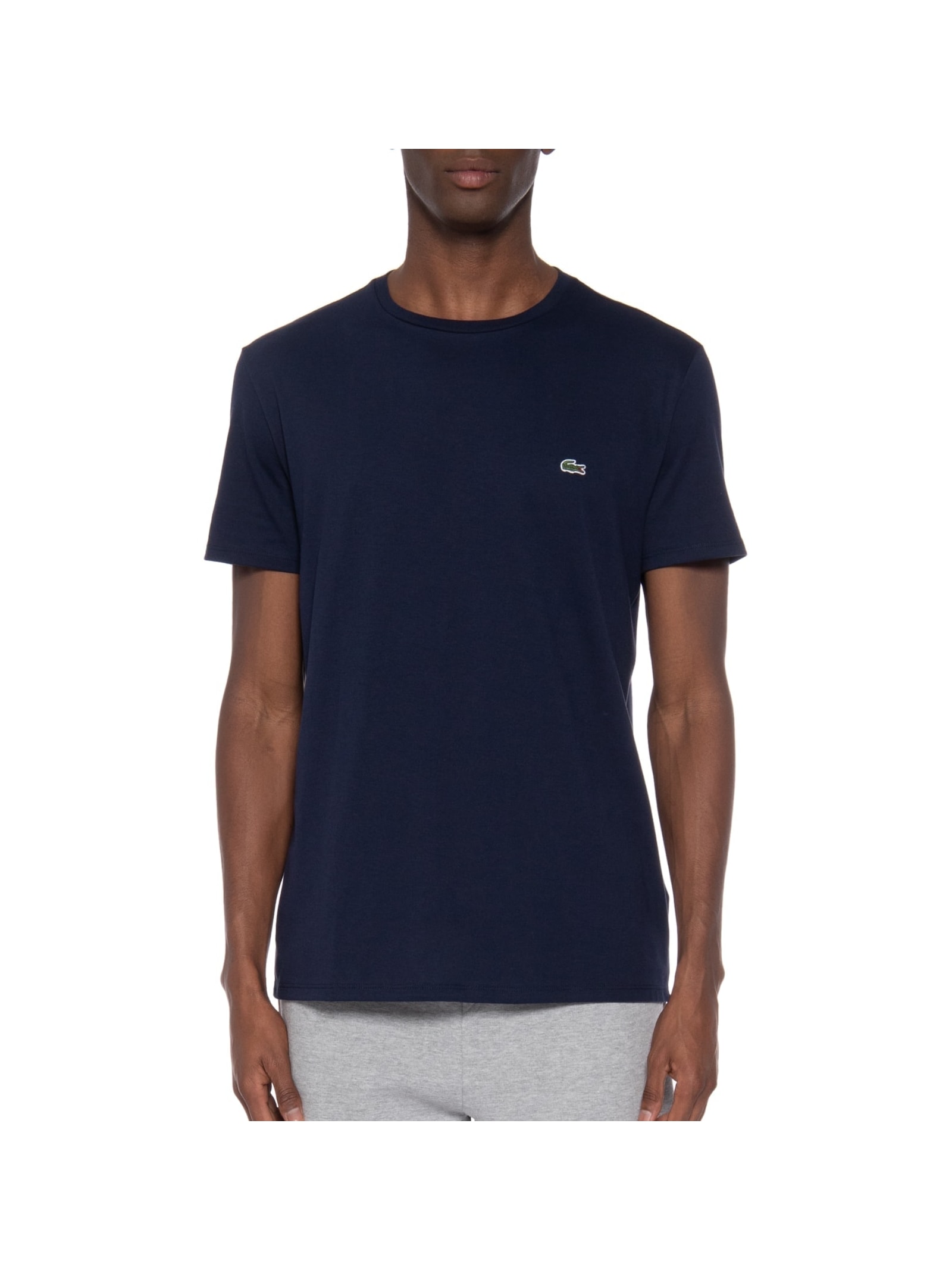 Camiseta Masculina Regular Fit Gola Redonda Em Algodão Pima Azul Lacoste