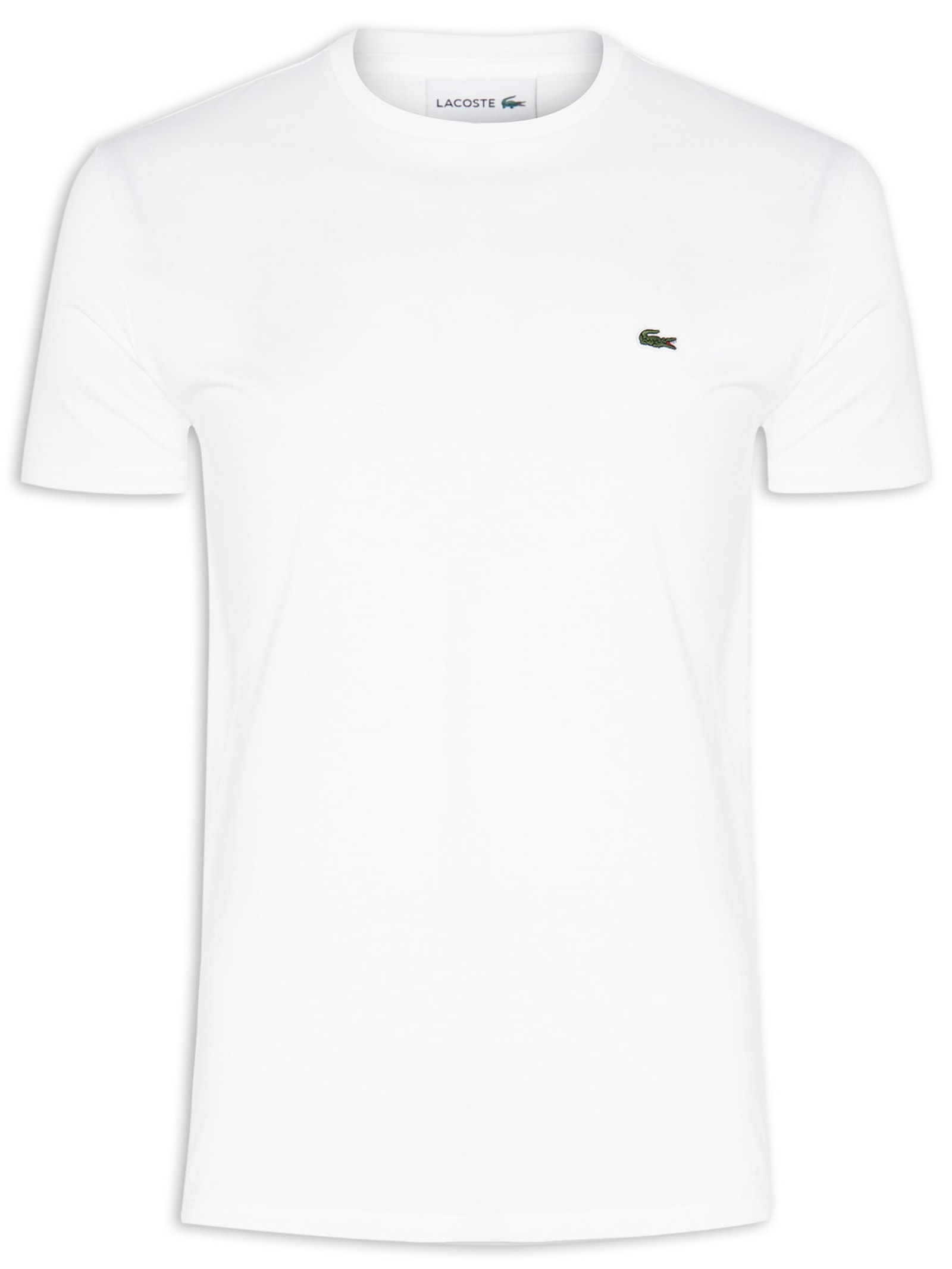 Camiseta Masculina Regular Fit Gola Redonda Em Algodão Pima Branco Lacoste