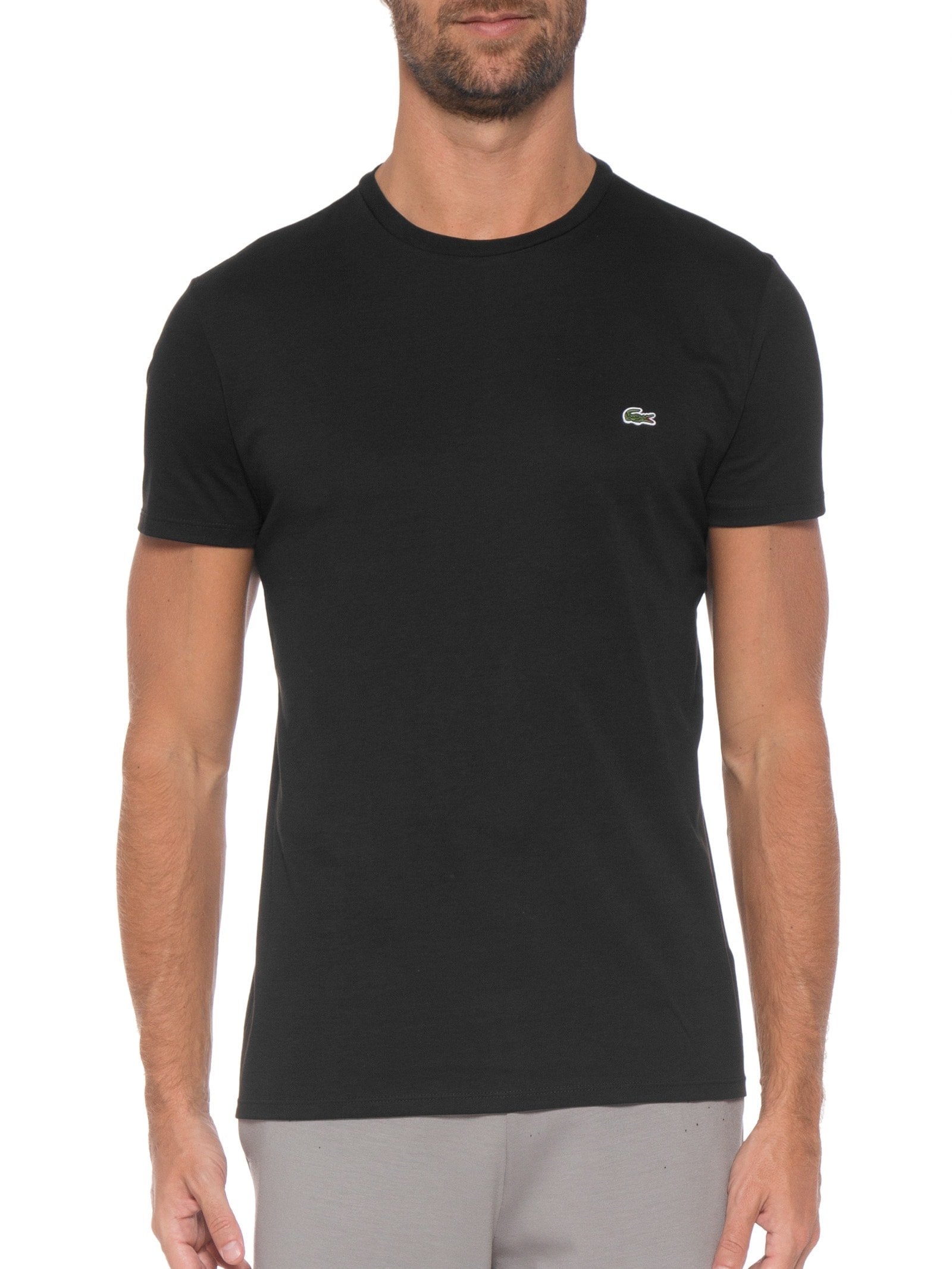Camiseta Masculina Regular Fit Gola Redonda Em Algodão Pima Preto  Lacoste