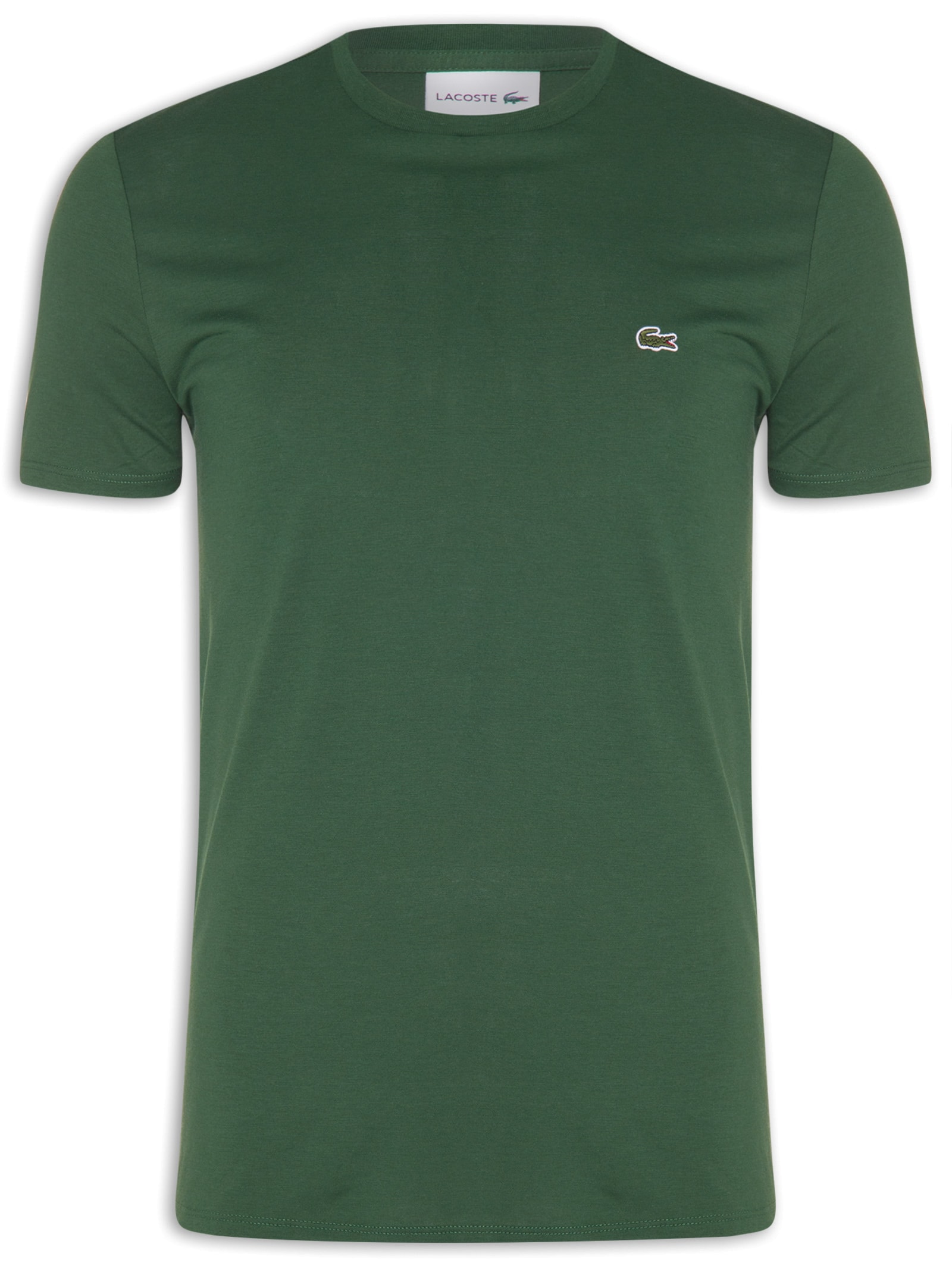 Camiseta Masculina Regular Fit Gola Redonda Em Algodão Pima Verde Lacoste