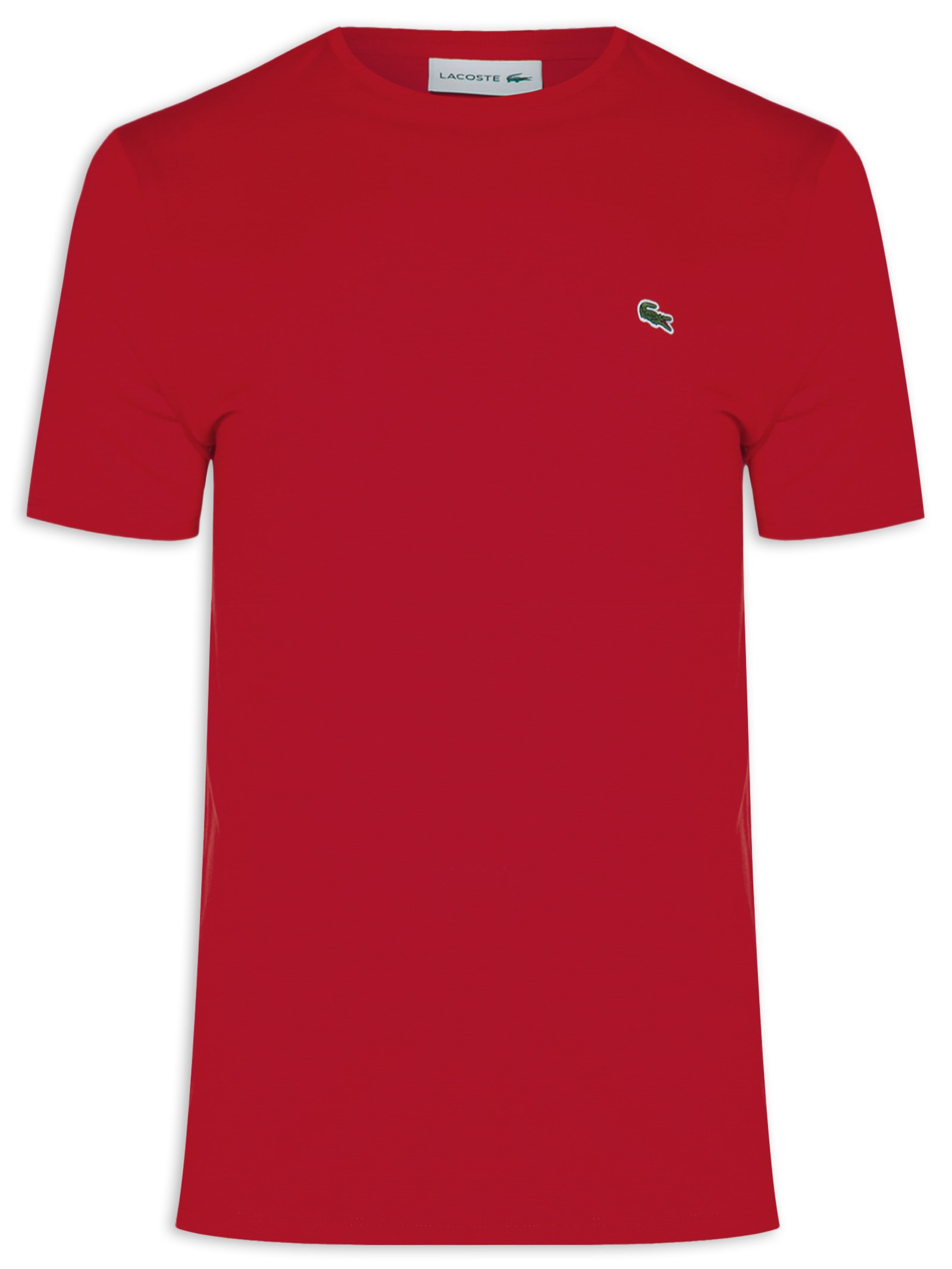 Camiseta Masculina Regular Fit Gola Redonda Em Algodão Pima Vermelho Lacoste
