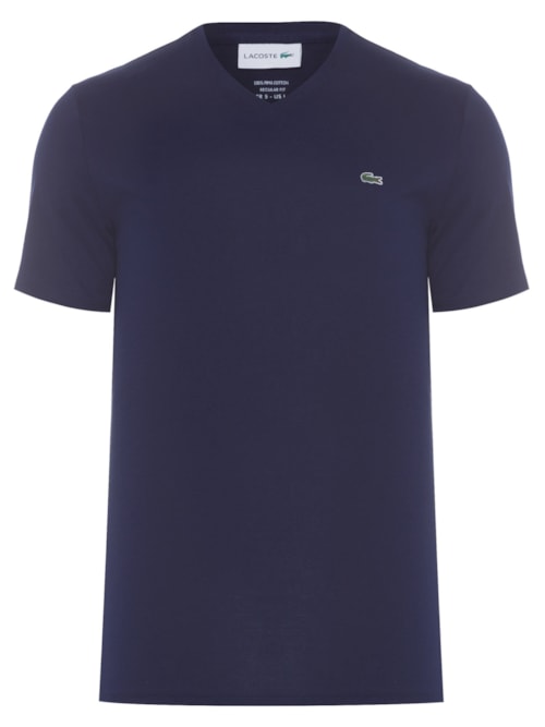 Camiseta Masculina Regular Fit Gola V Em Algodão Pima - Azul