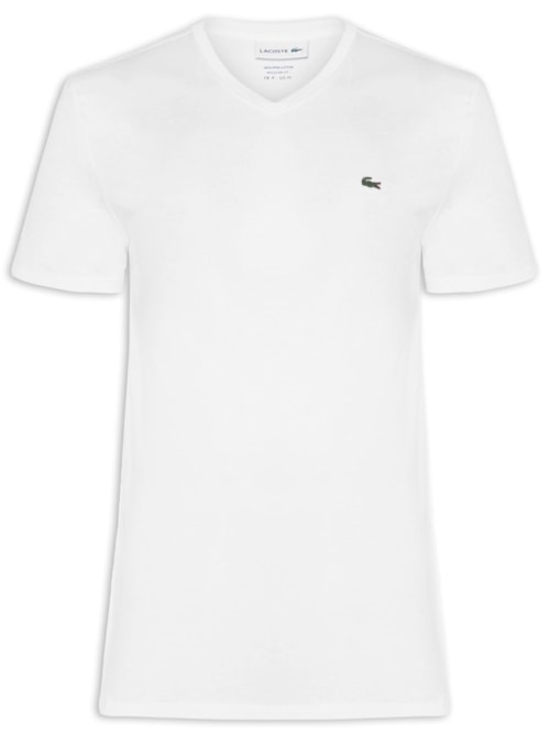 Camiseta Masculina Regular Fit Gola V Em Algodão Pima - Branco