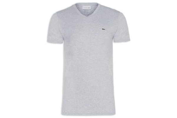 Camiseta Masculina Regular Fit Gola V Em Algodão Pima - Cinza