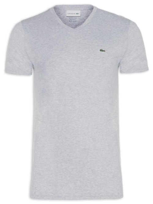 Camiseta Masculina Regular Fit Gola V Em Algodão Pima – Cinza