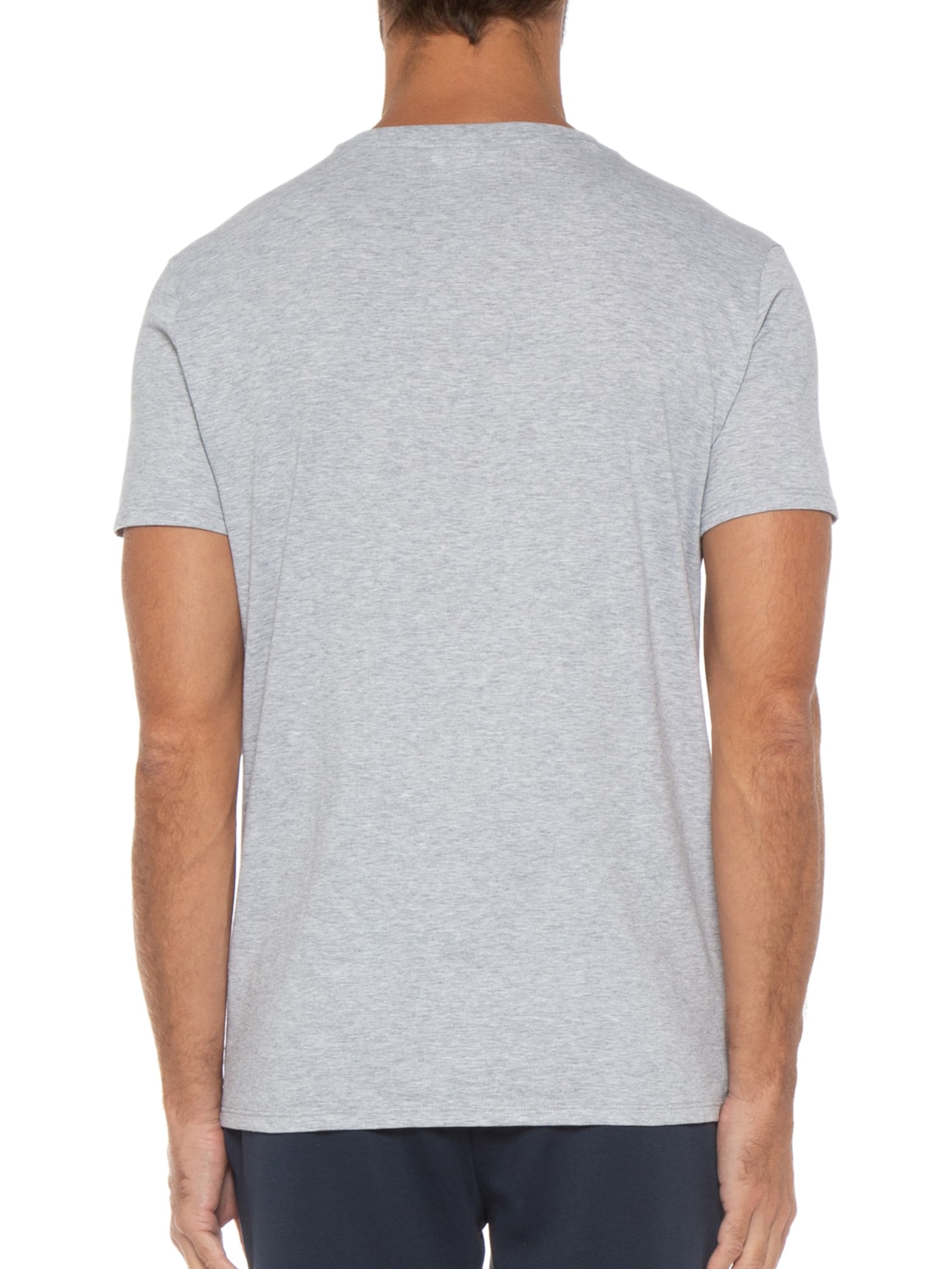 Camiseta Masculina Regular Fit Gola V Em Algodão Pima Cinza Lacoste