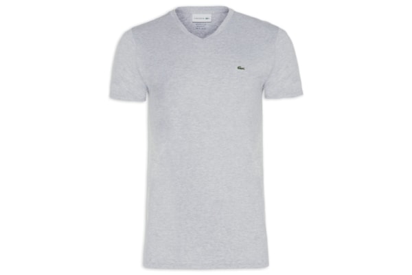 Camiseta Masculina Regular Fit Gola V Em Algodão Pima - Cinza
