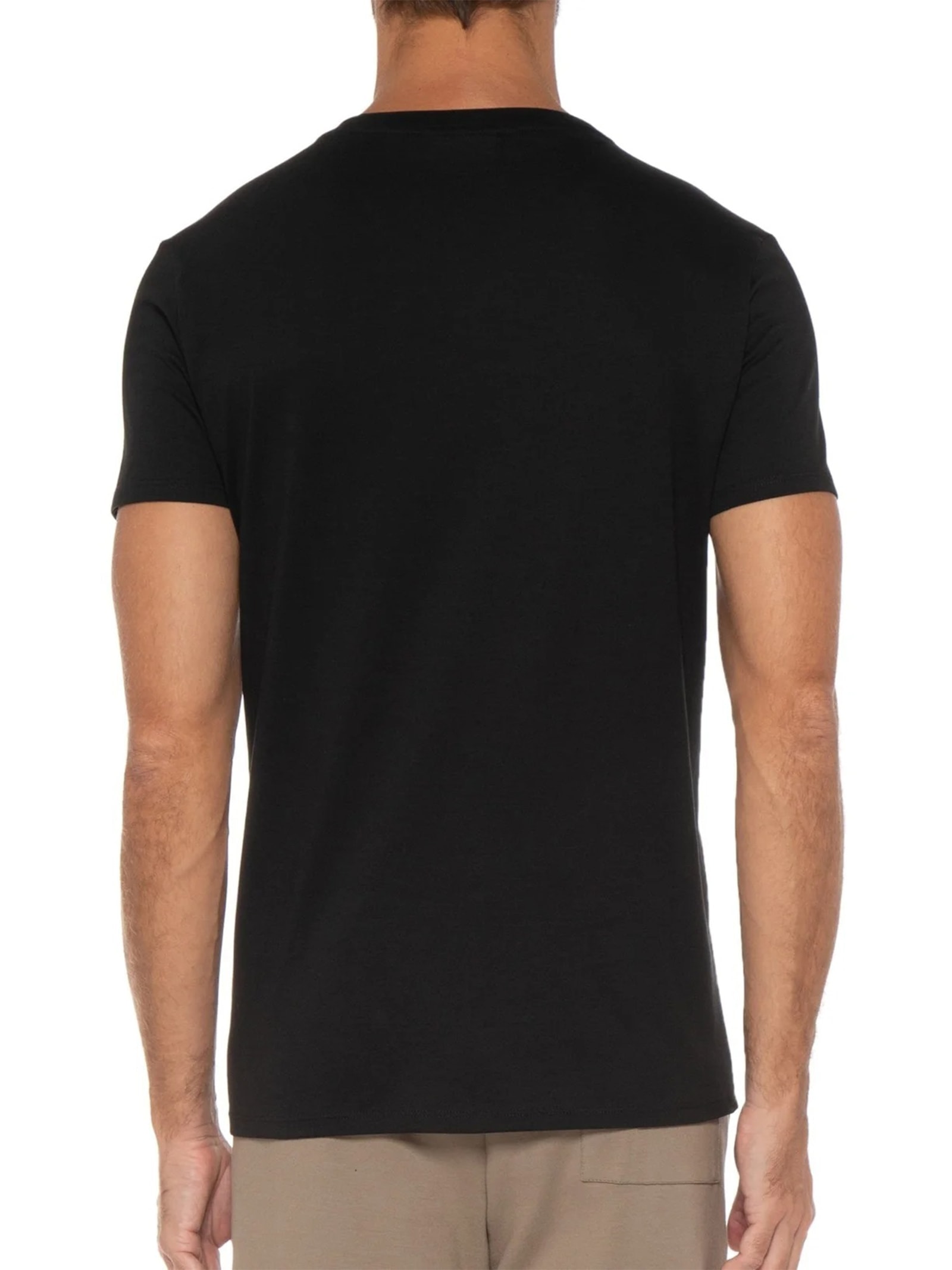 Camiseta Masculina Regular Fit Gola V Em Algodão Pima Preto Lacoste