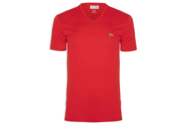 Camiseta Masculina Regular Fit Gola V Em Algodão Pima - Vermelho 
