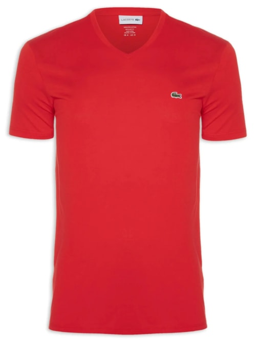 Camiseta Masculina Regular Fit Gola V Em Algodão Pima – Vermelho