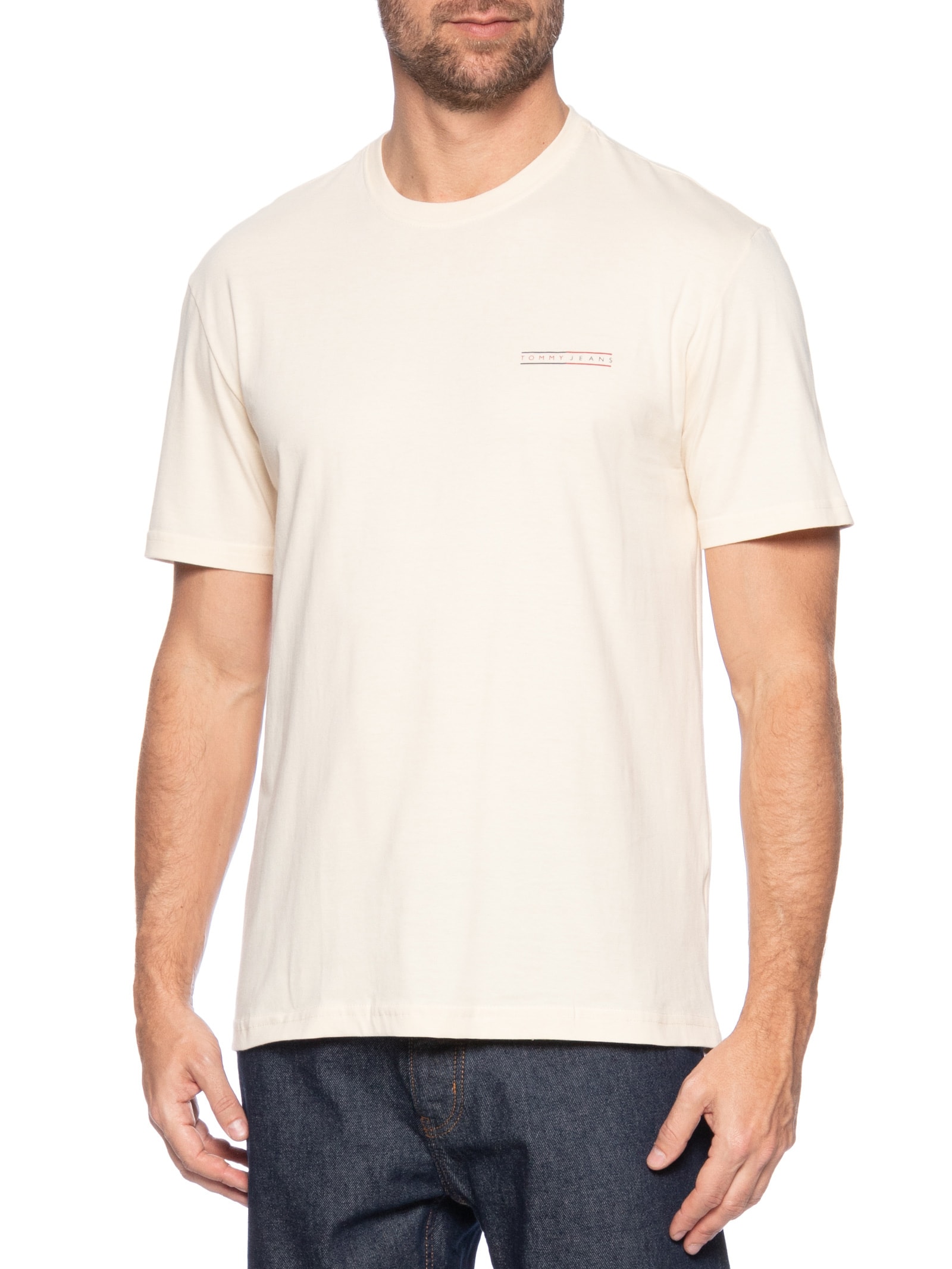 Camiseta Masculina Regular Fit Graphic Slub Bege Tommy Jeans