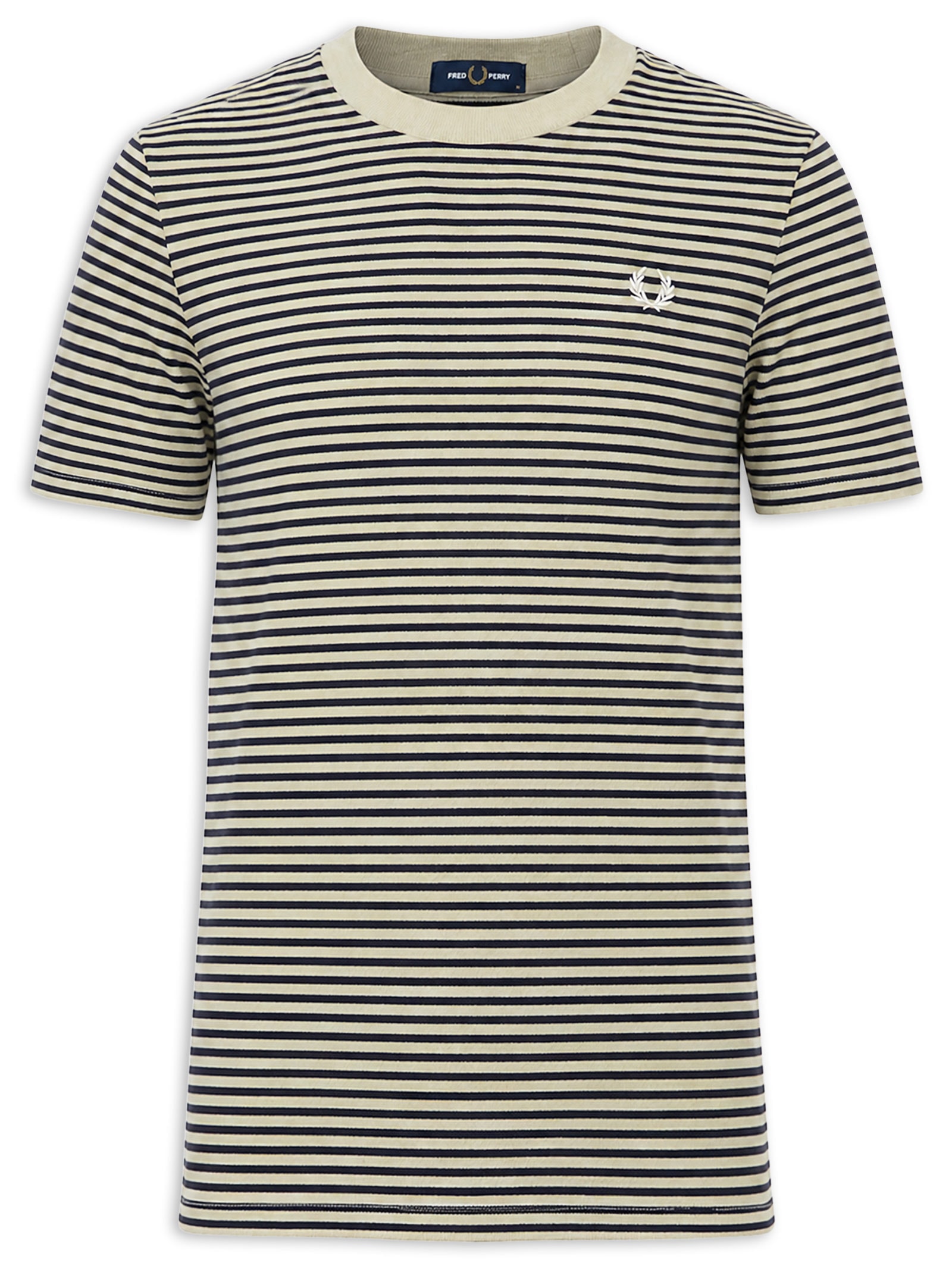 Camiseta Masculina Regular Fit Heavy Cotton Listras Finas Verde Fred Perry
