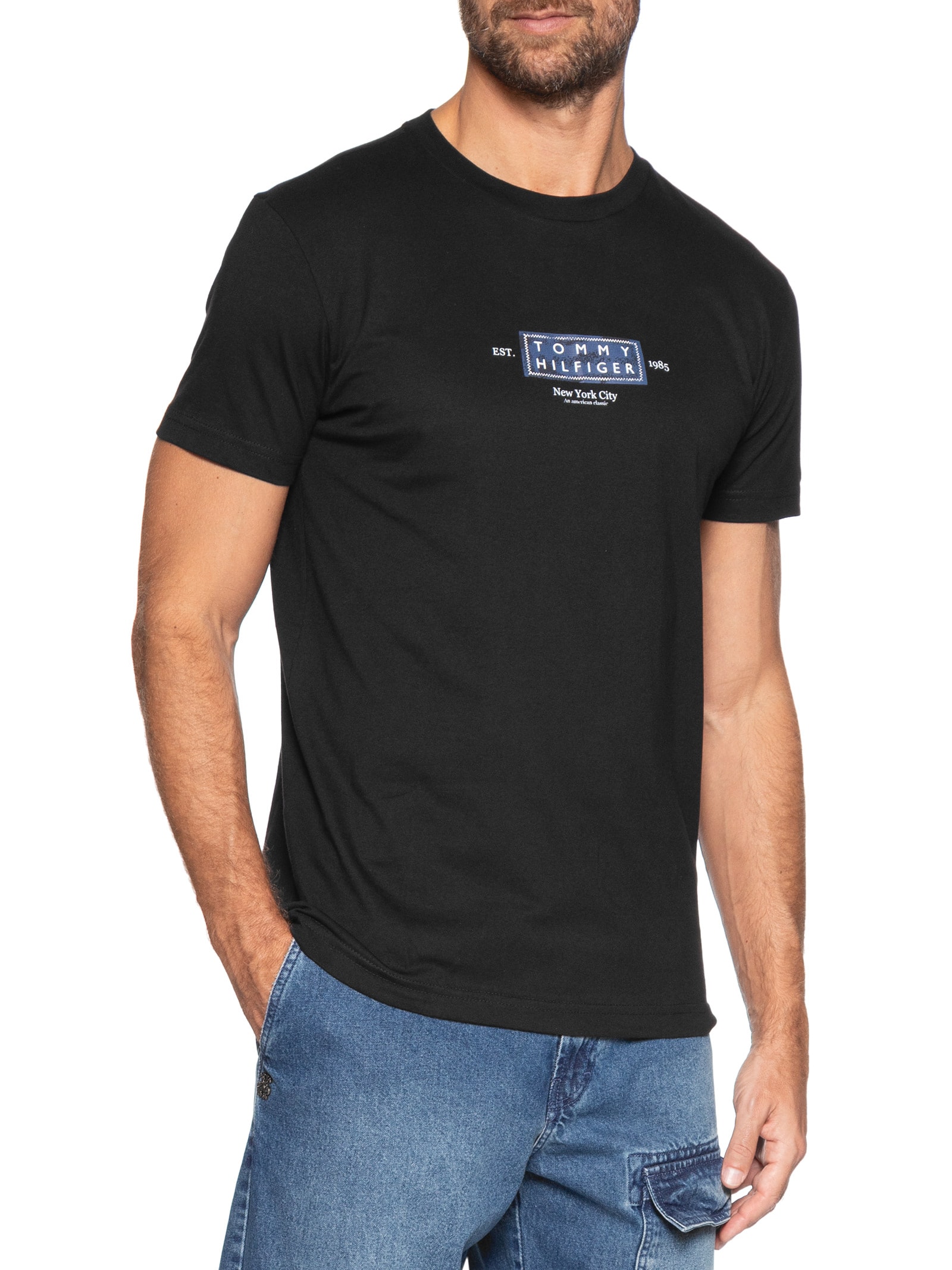 Camiseta Masculina Regular Fit Heritage Preto Tommy Hilfiger