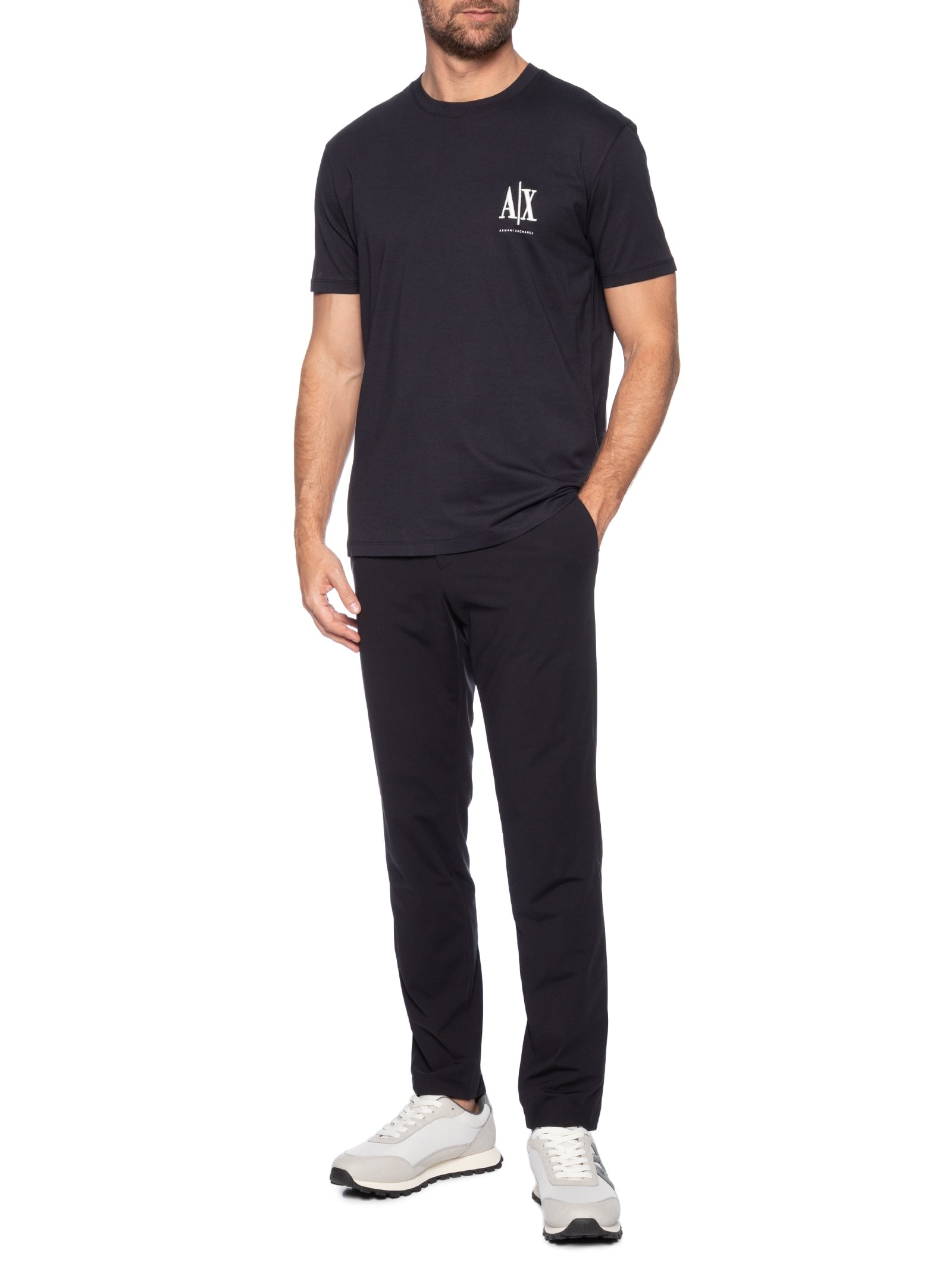 Camiseta Masculina Regular Fit Icon A|X Bordado Azul Armani Exchange