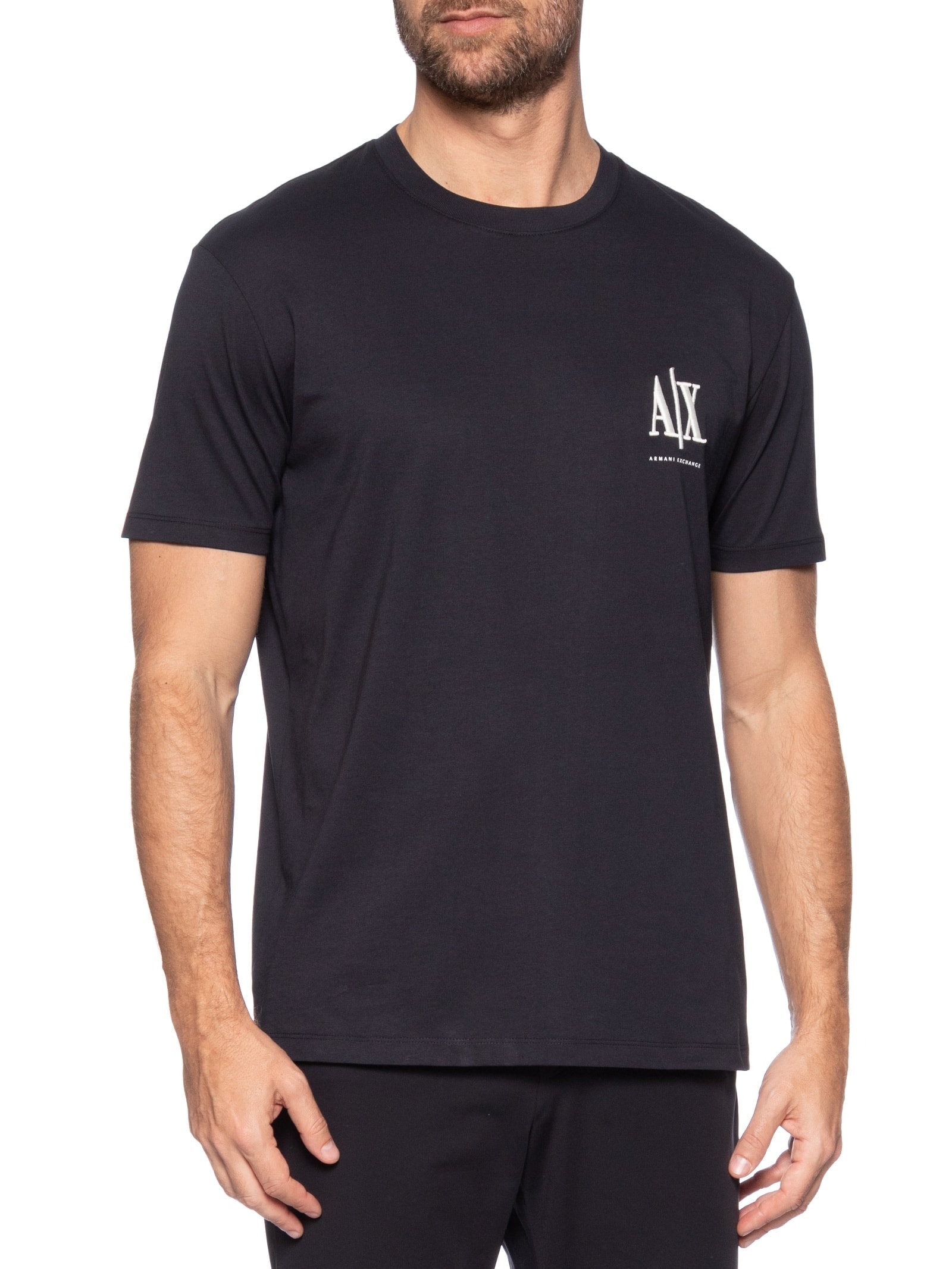 Camiseta Masculina Regular Fit Icon A|X Bordado Azul Armani Exchange
