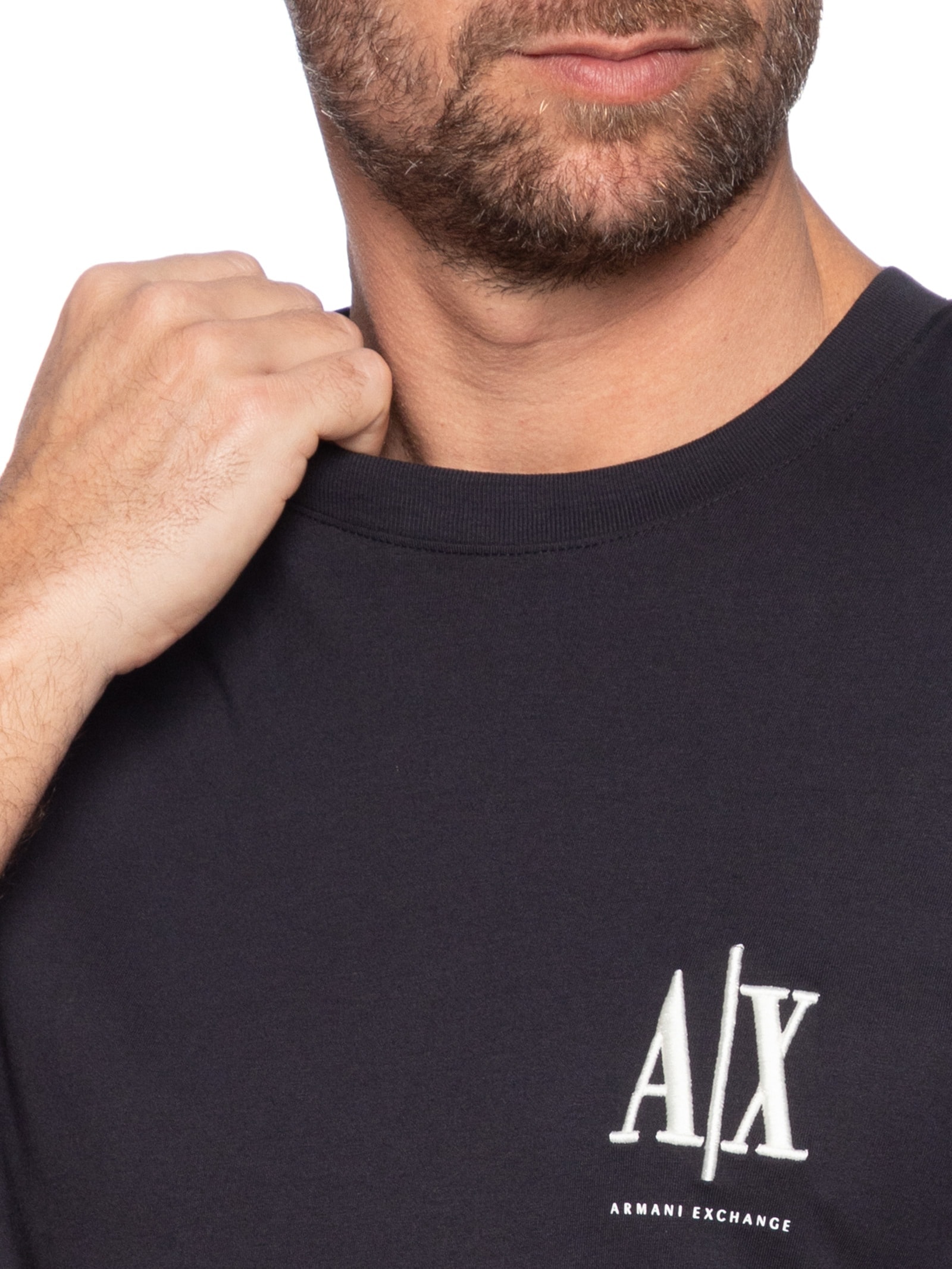 Camiseta Masculina Regular Fit Icon A|X Bordado Azul Armani Exchange