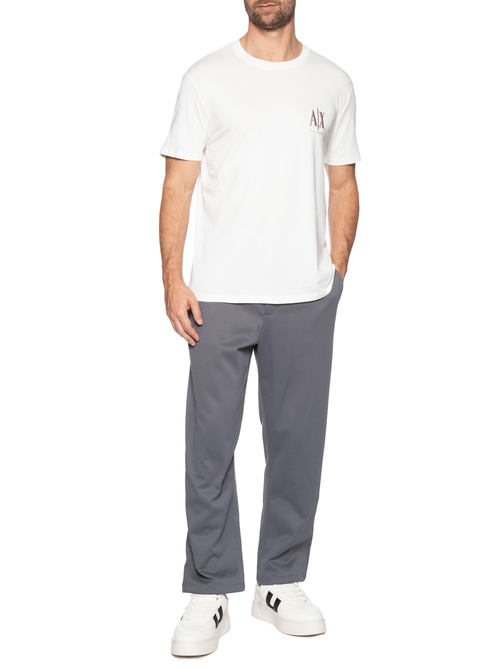 Camiseta Masculina Regular Fit Icon A|X Bordado Branco Armani Exchange