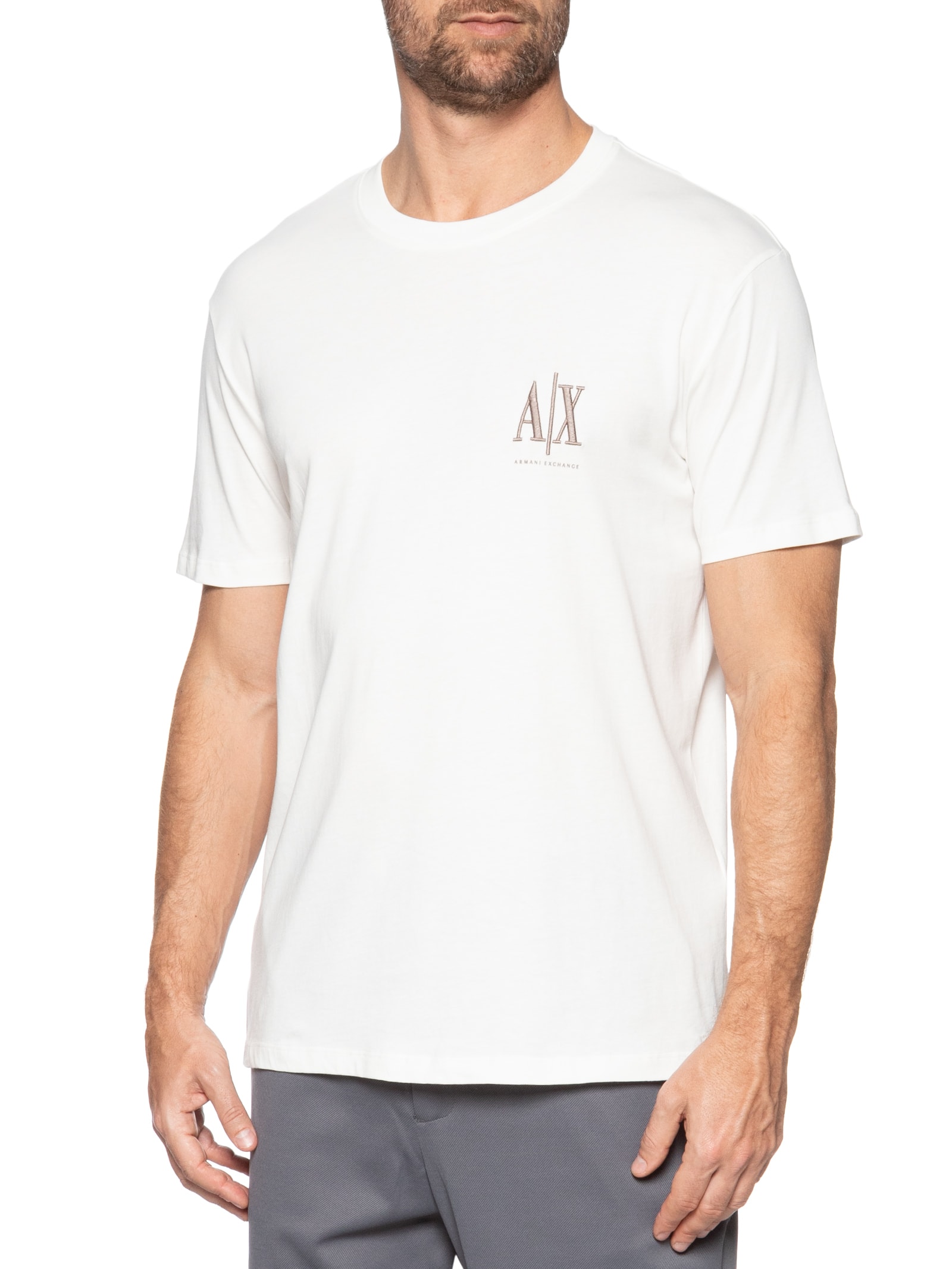 Camiseta Masculina Regular Fit Icon A|X Bordado Branco Armani Exchange
