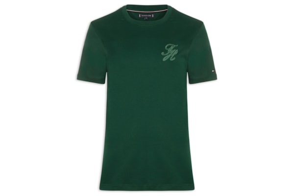 Camiseta Masculina Regular Fit Interlock Script Logo - Verde