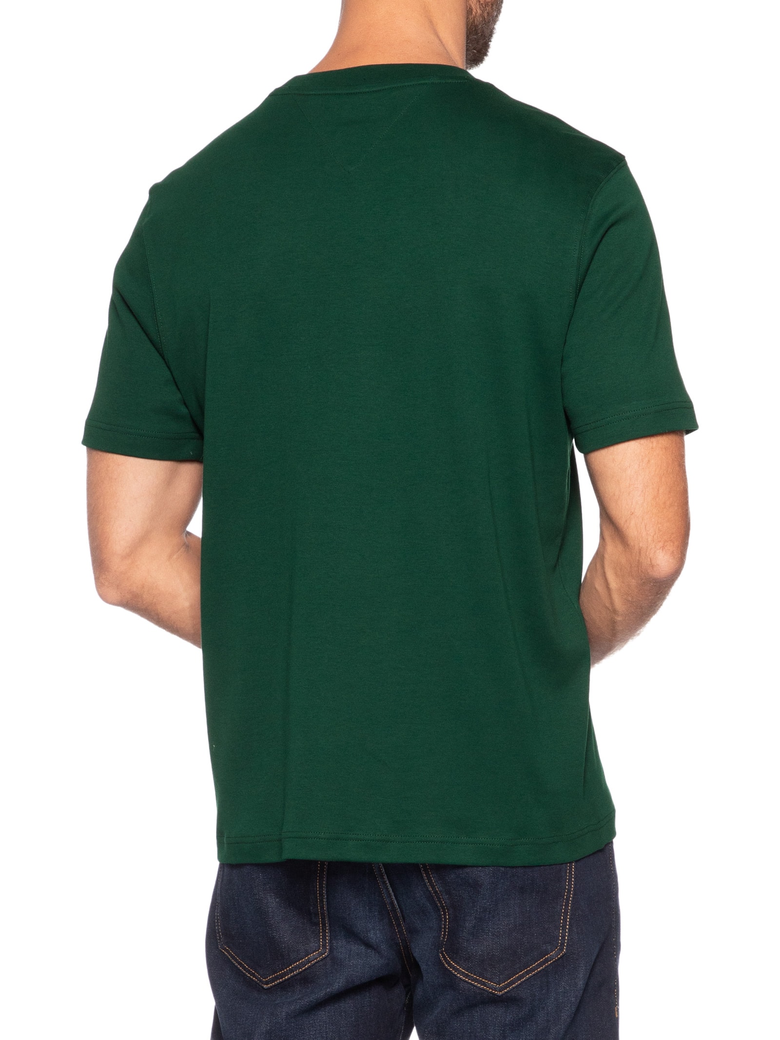 Camiseta Masculina Regular Fit Interlock Script Logo Verde Tommy Hilfiger