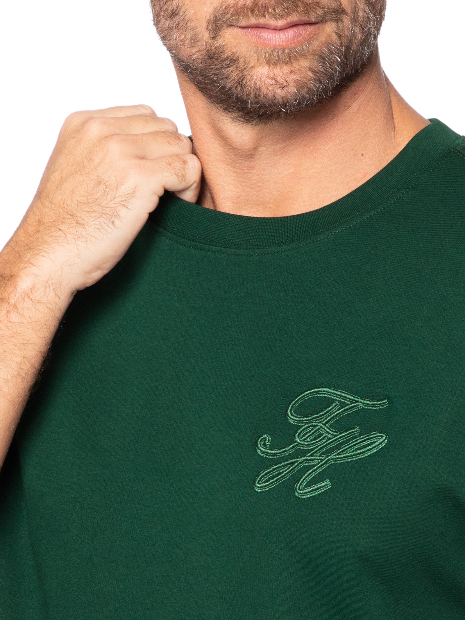 Camiseta Masculina Regular Fit Interlock Script Logo Verde Tommy Hilfiger