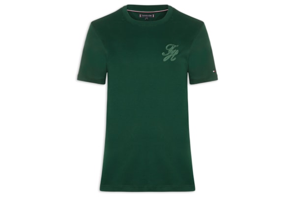 Camiseta Masculina Regular Fit Interlock Script Logo - Verde