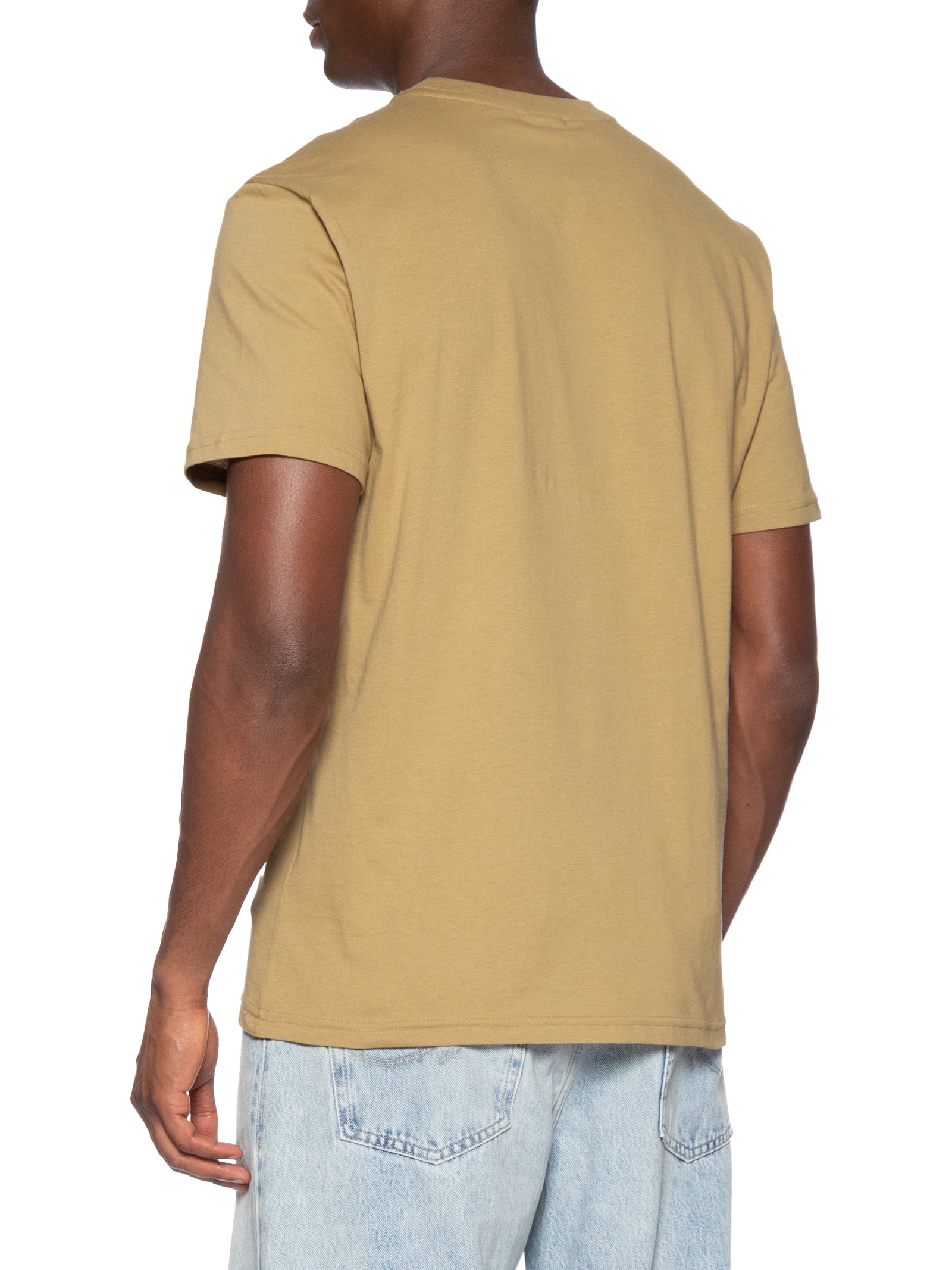 Camiseta Masculina Regular Fit Linear Logo Bordado Bege Tommy Jeans