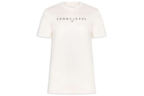 Camiseta Masculina Regular Fit Linear Logo Bordado - Branco