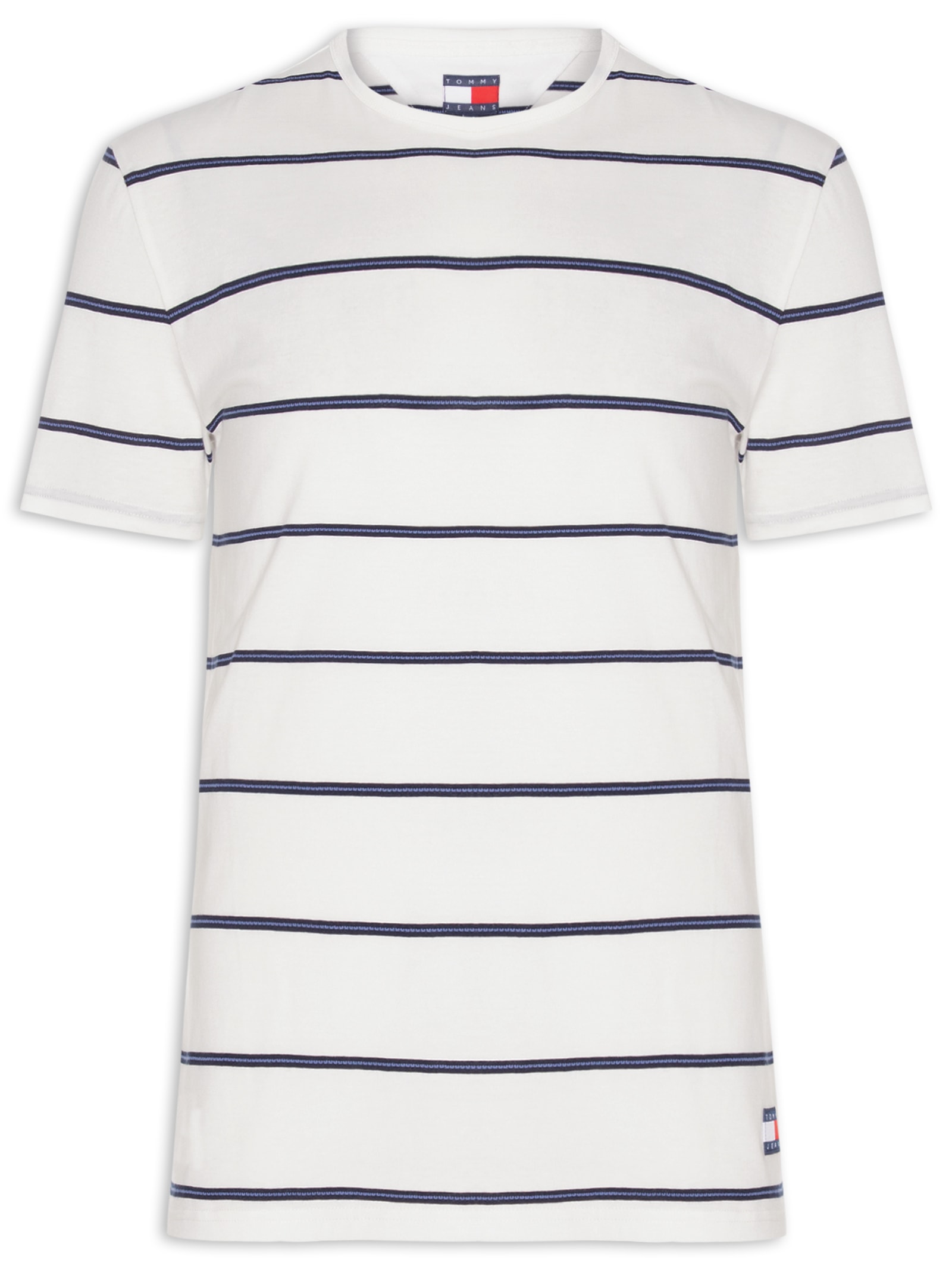 Camiseta Masculina Regular Fit Listrada Branco Tommy Jeans