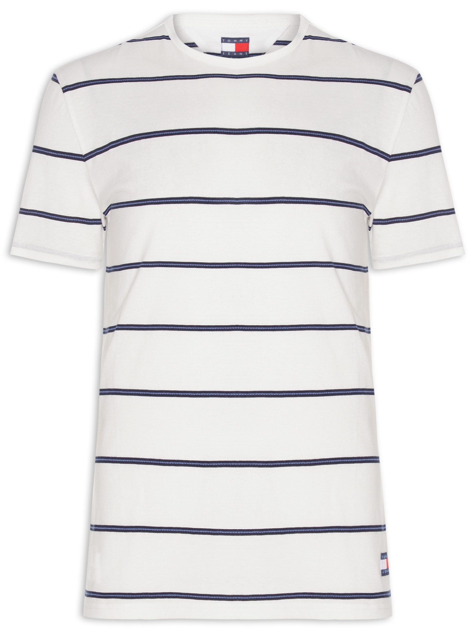 Camiseta Masculina Regular Fit Listrada Branco Tommy Jeans