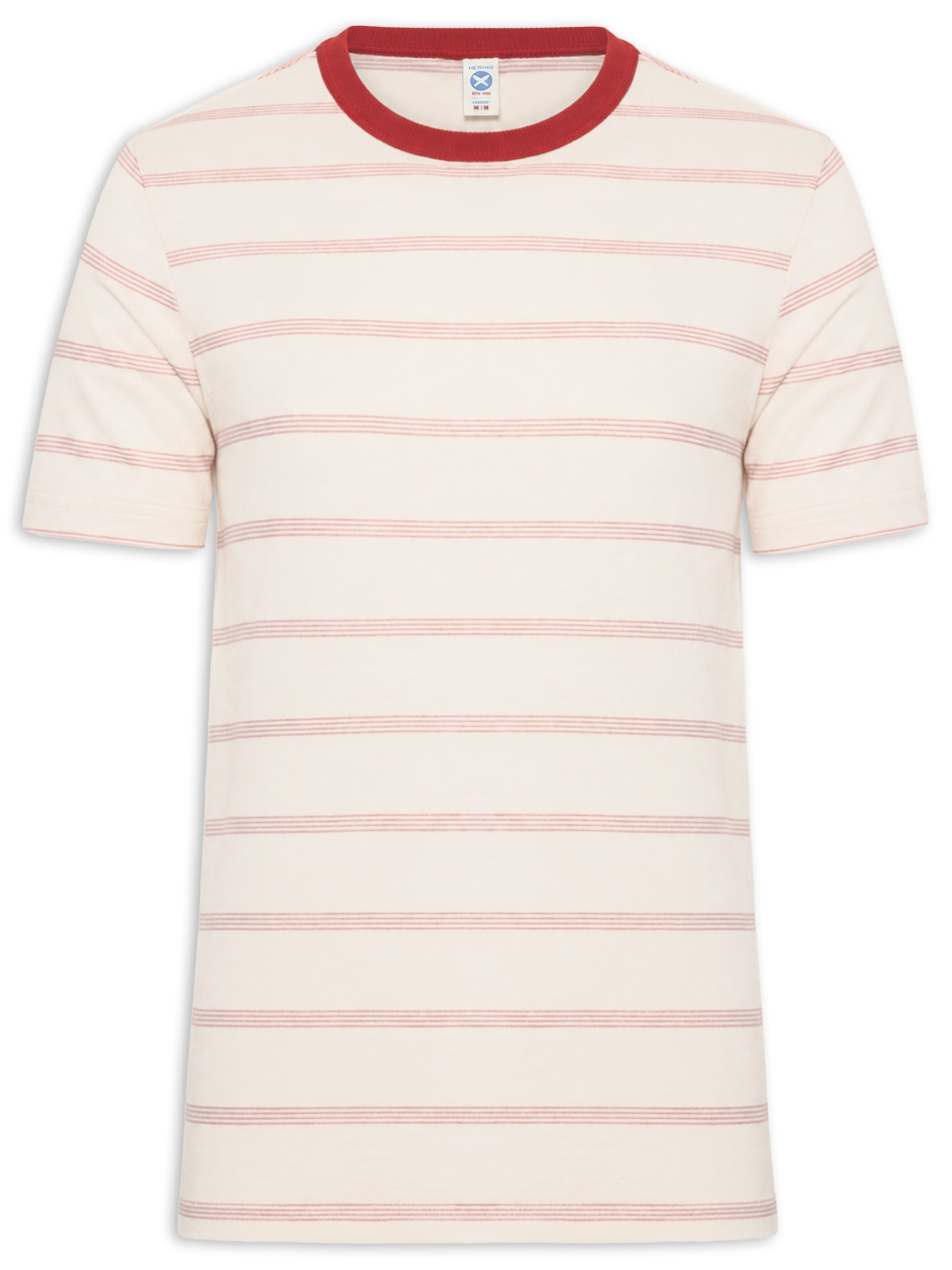 Camiseta Masculina Regular Fit Listras Branco Hering