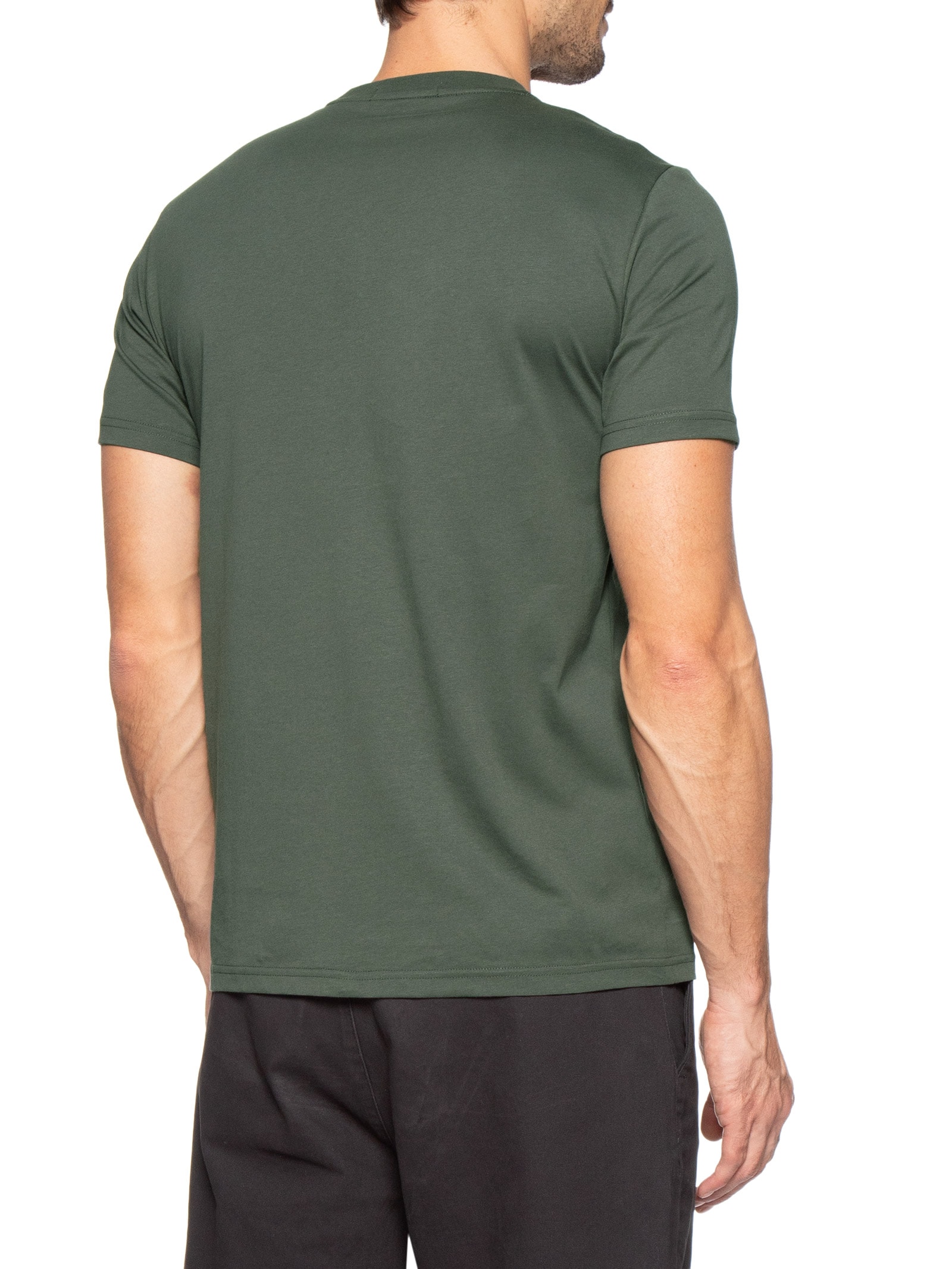 Camiseta Masculina Regular Fit Logo Bordado Em Algodão Verde Fred Perry