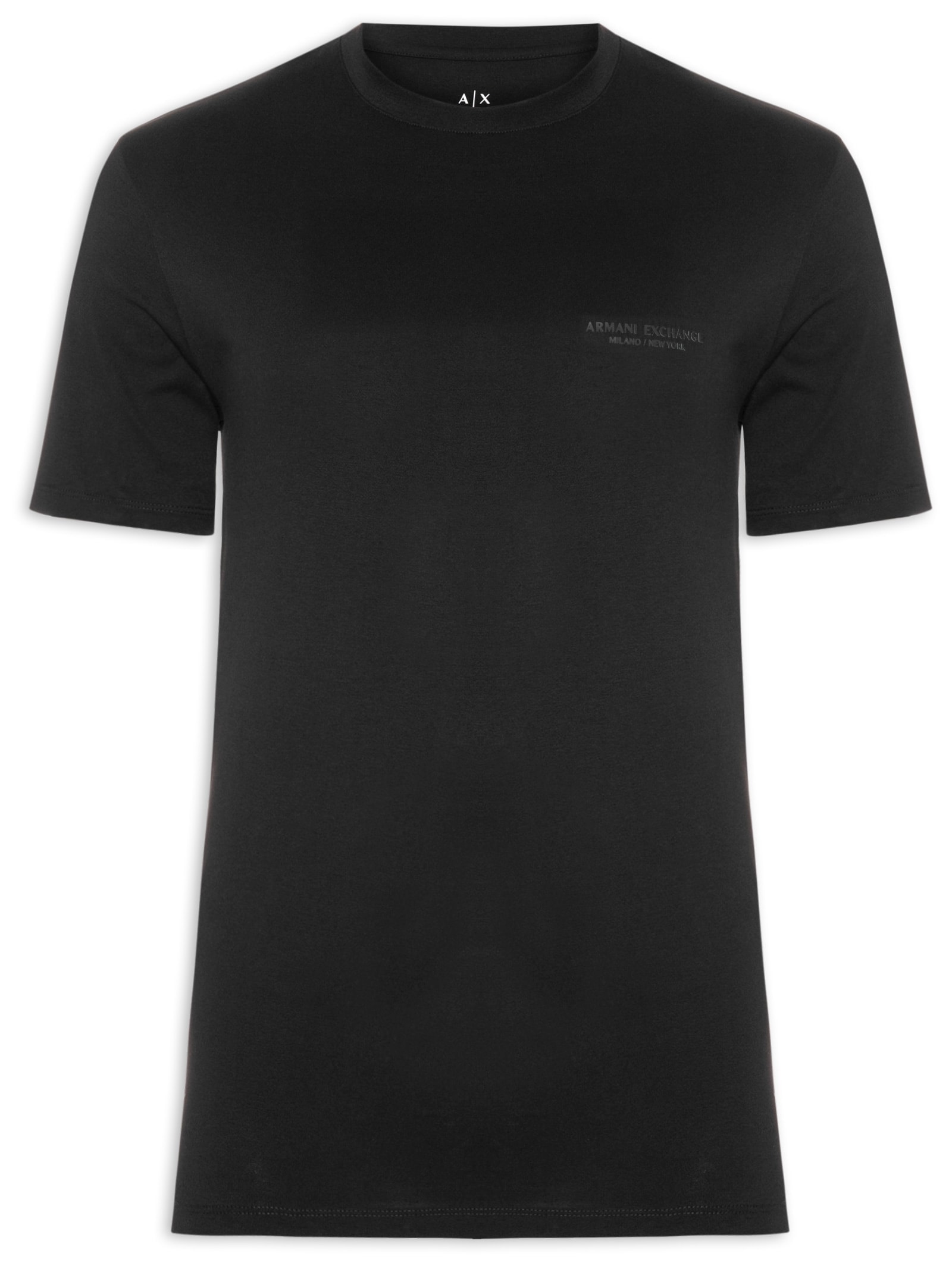 Camiseta Masculina Regular Fit Logo Milano / New York Preto Armani Exchange