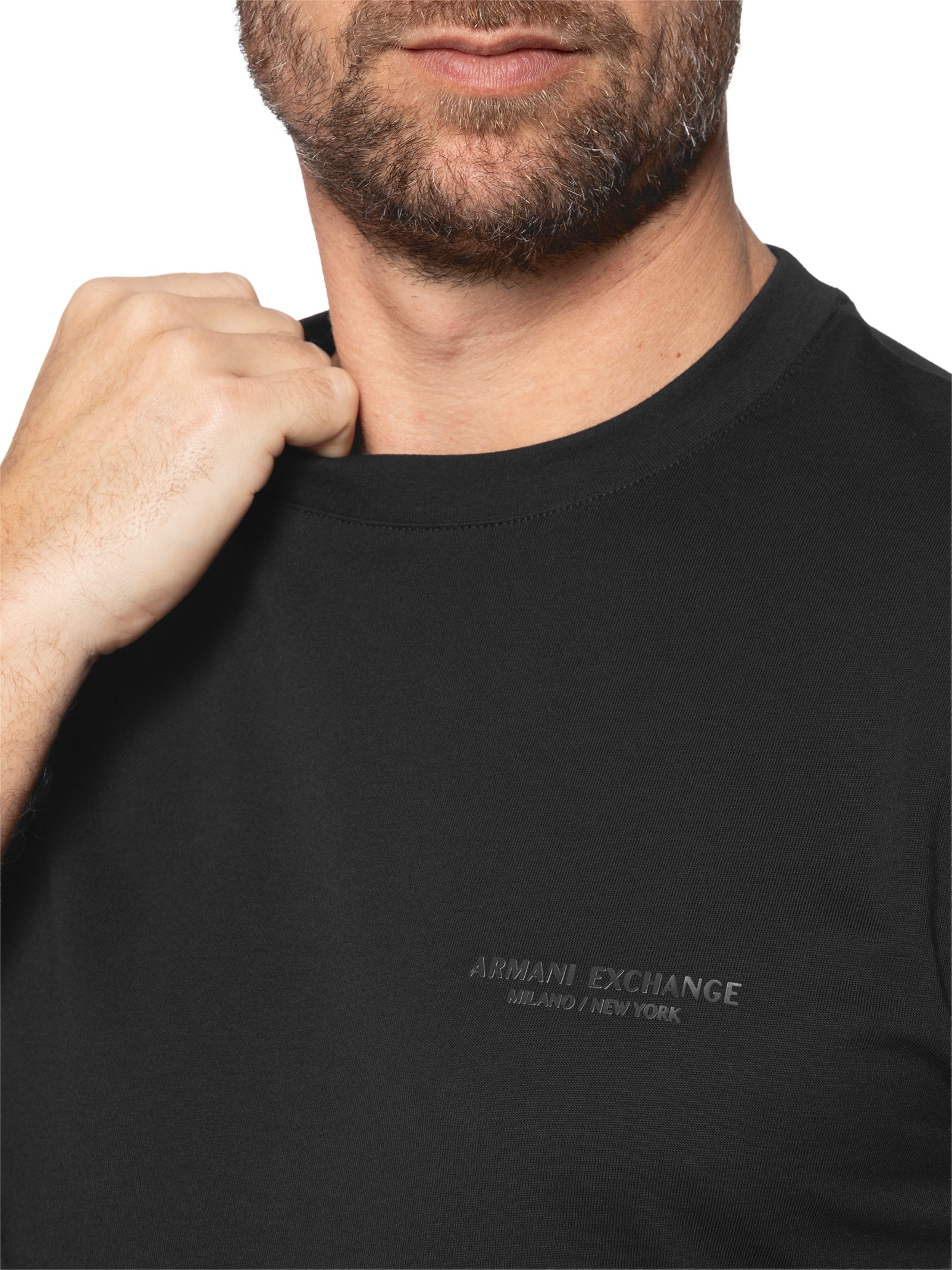 Camiseta Masculina Regular Fit Logo Milano / New York Preto Armani Exchange
