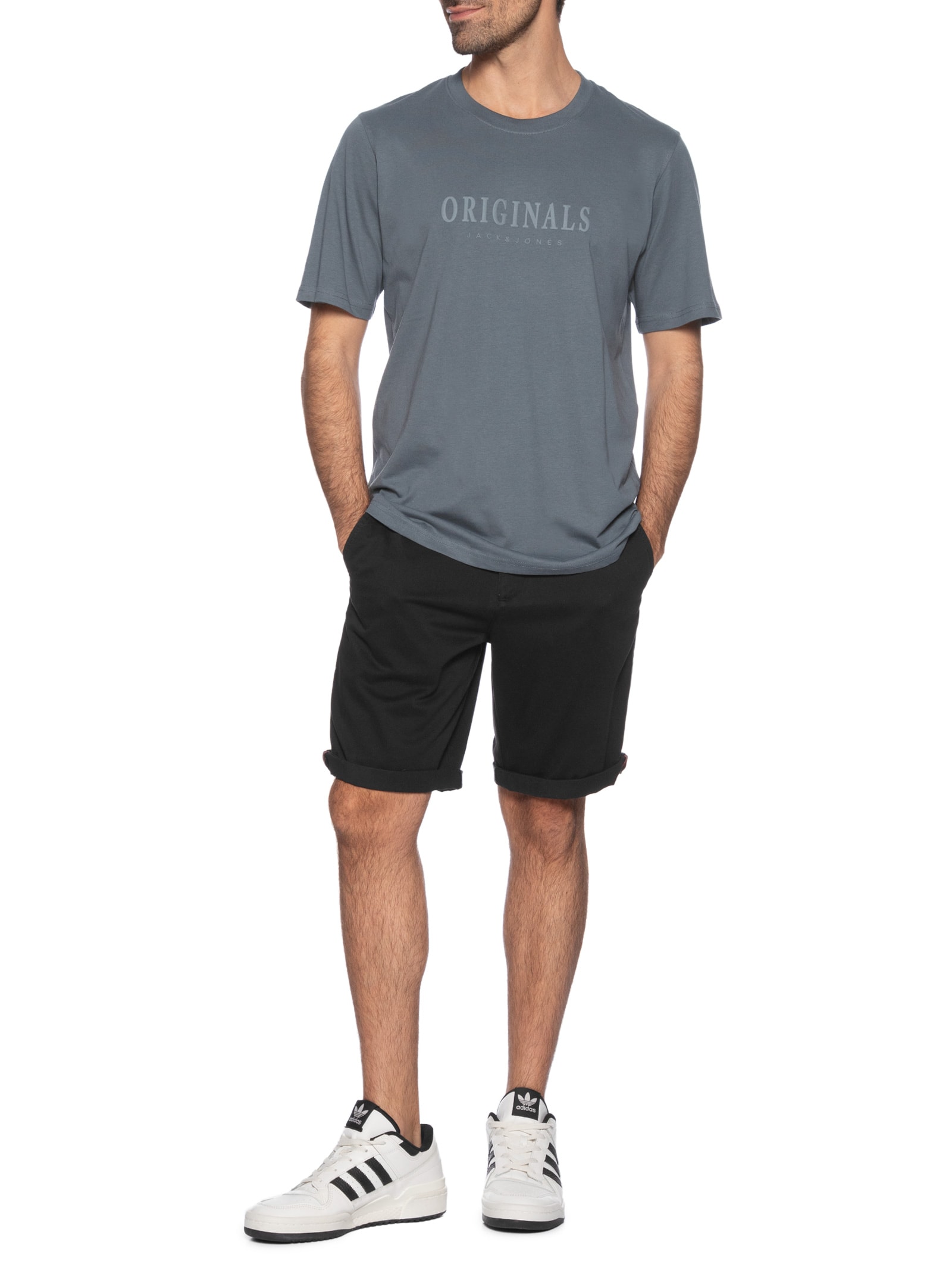 Camiseta Masculina Regular Fit Logo Rubber Azul Jack & Jones