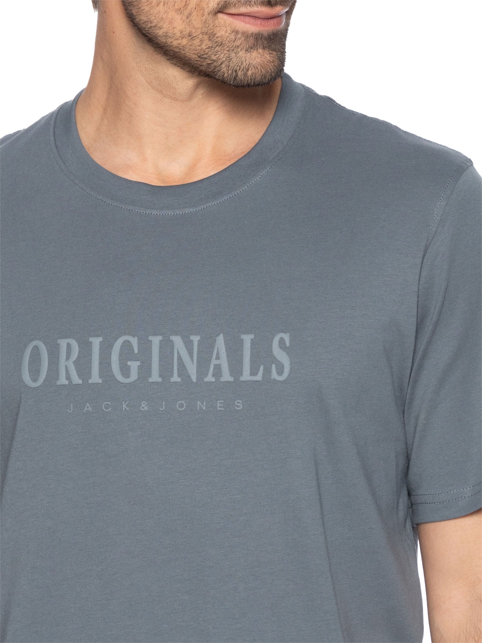 Camiseta Masculina Regular Fit Logo Rubber Azul Jack & Jones