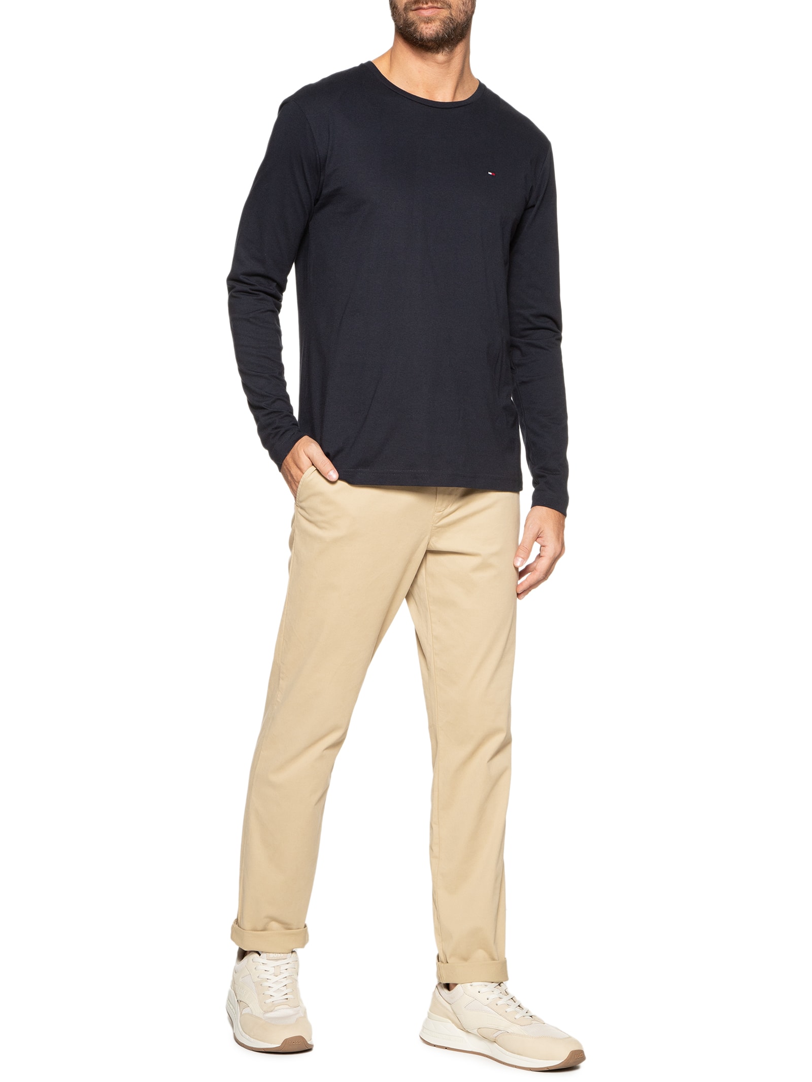 Camiseta Masculina Regular Fit Long Sleeve Azul Tommy Hilfiger