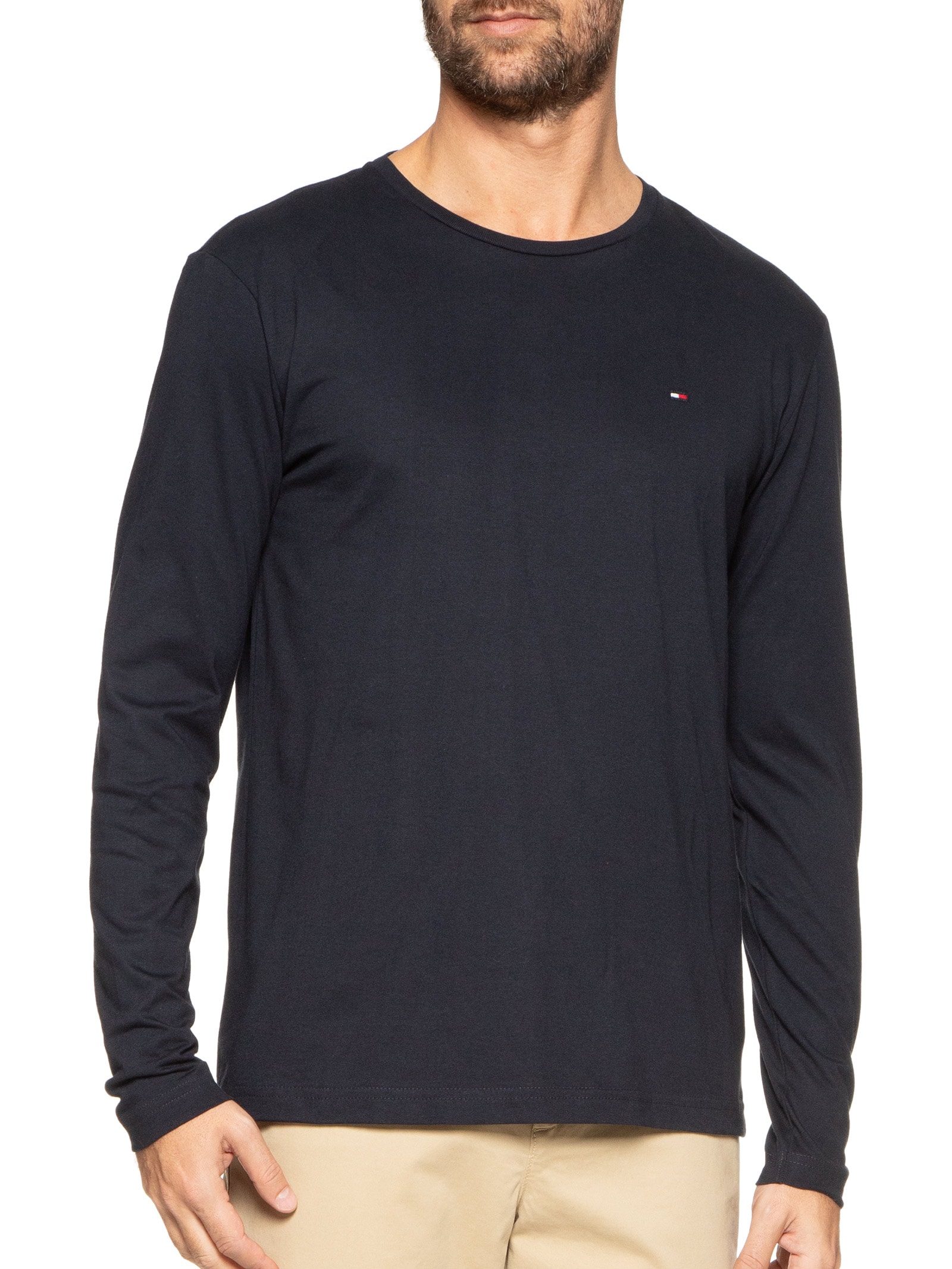 Camiseta Masculina Regular Fit Long Sleeve Azul Tommy Hilfiger