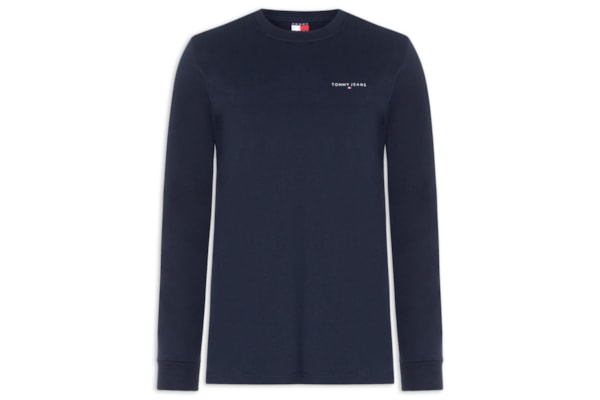 Camiseta Masculina Regular Fit Manga Longa com Silk - Azul