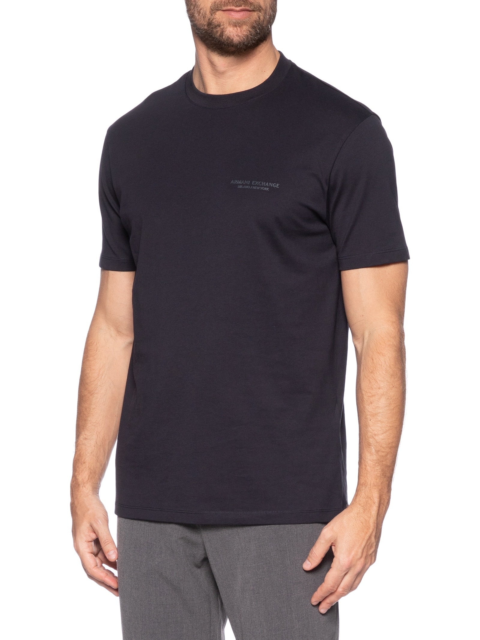 Camiseta Masculina Regular Fit Milano / New York Azul Armani Exchange