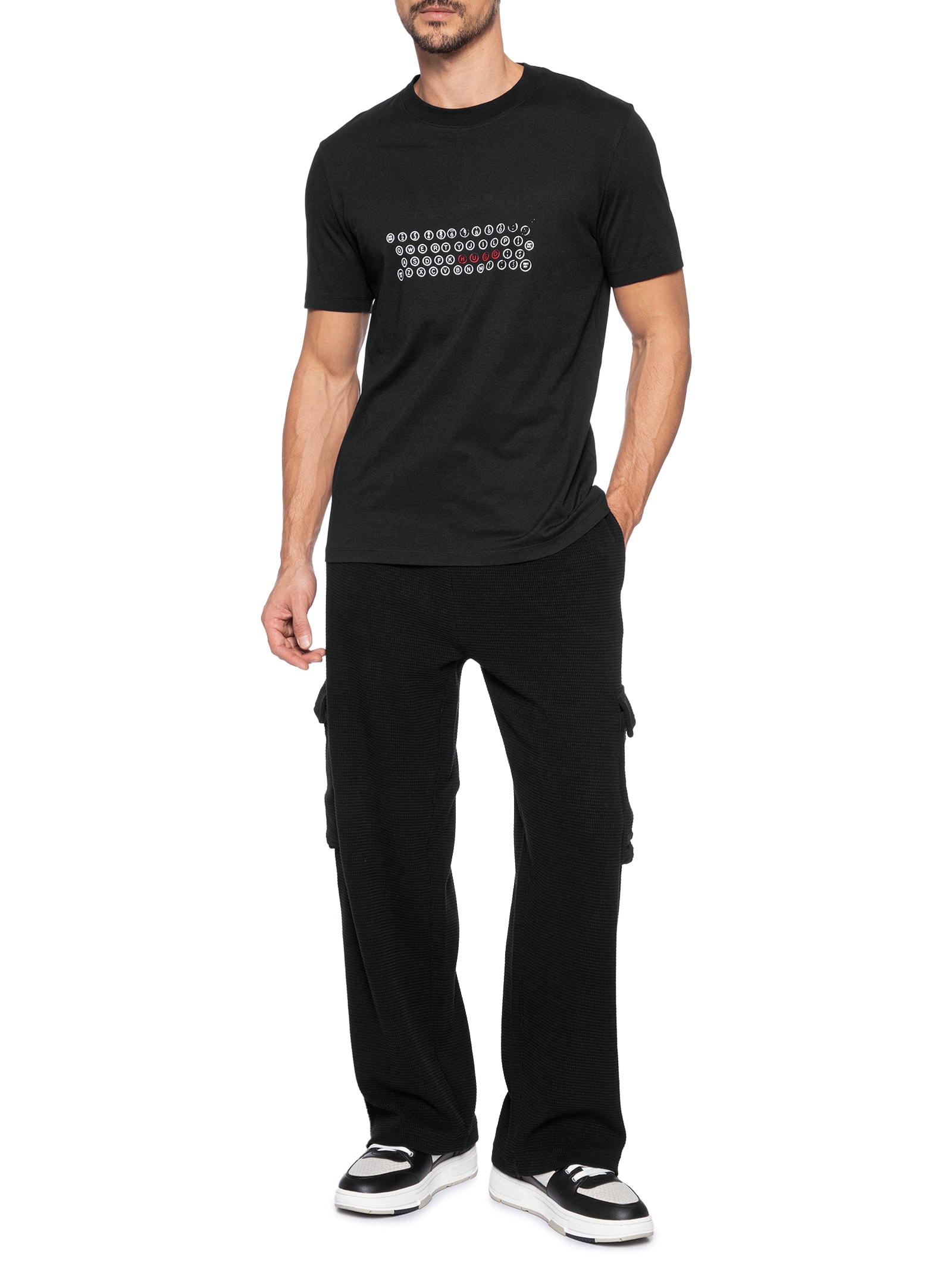 Camiseta Masculina Regular-Fit Printed Artwork Deyss Preto Hugo