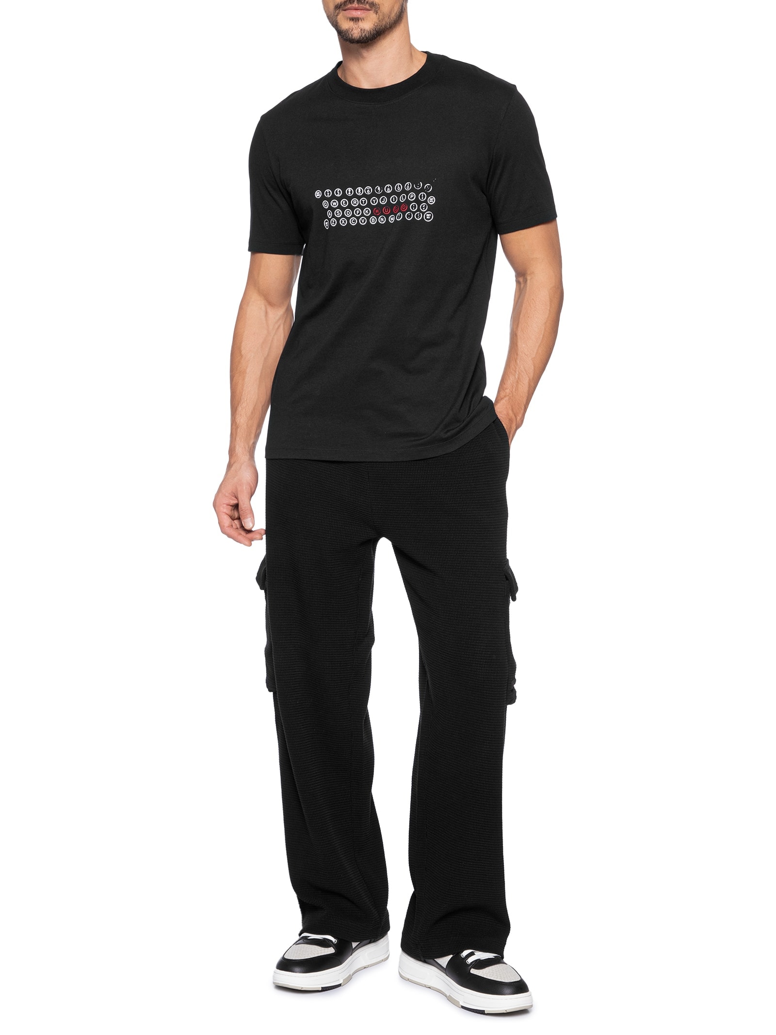 Camiseta Masculina Regular Fit Printed Artwork Deyss Preto Hugo