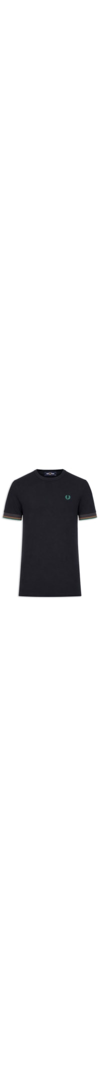 Camiseta Masculina Regular Fit Punho Friso Duplo Em Algodão - Azul