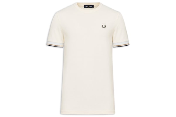 Camiseta Masculina Regular Fit Punho Friso Duplo Em Algodão - Bege