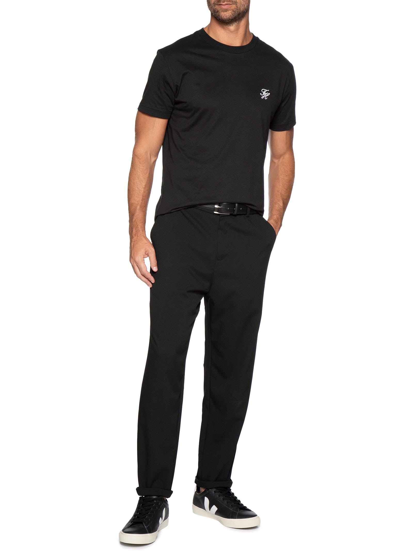 Camiseta Masculina Regular Fit Script Monogram Preto Tommy Hilfiger