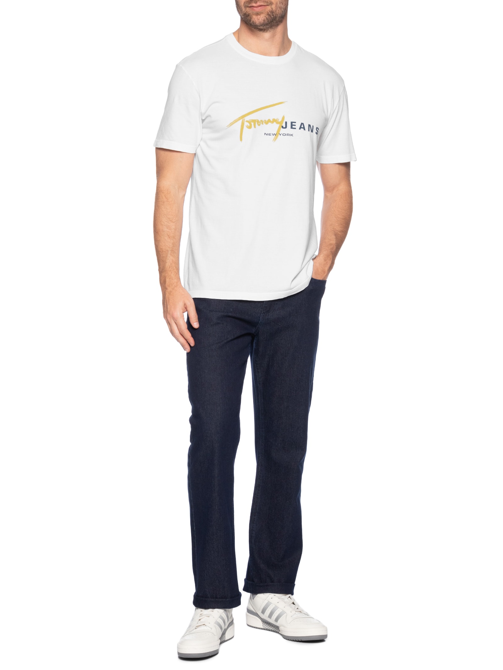 Camiseta Masculina Regular Fit Signature Dna Branco Tommy Jeans