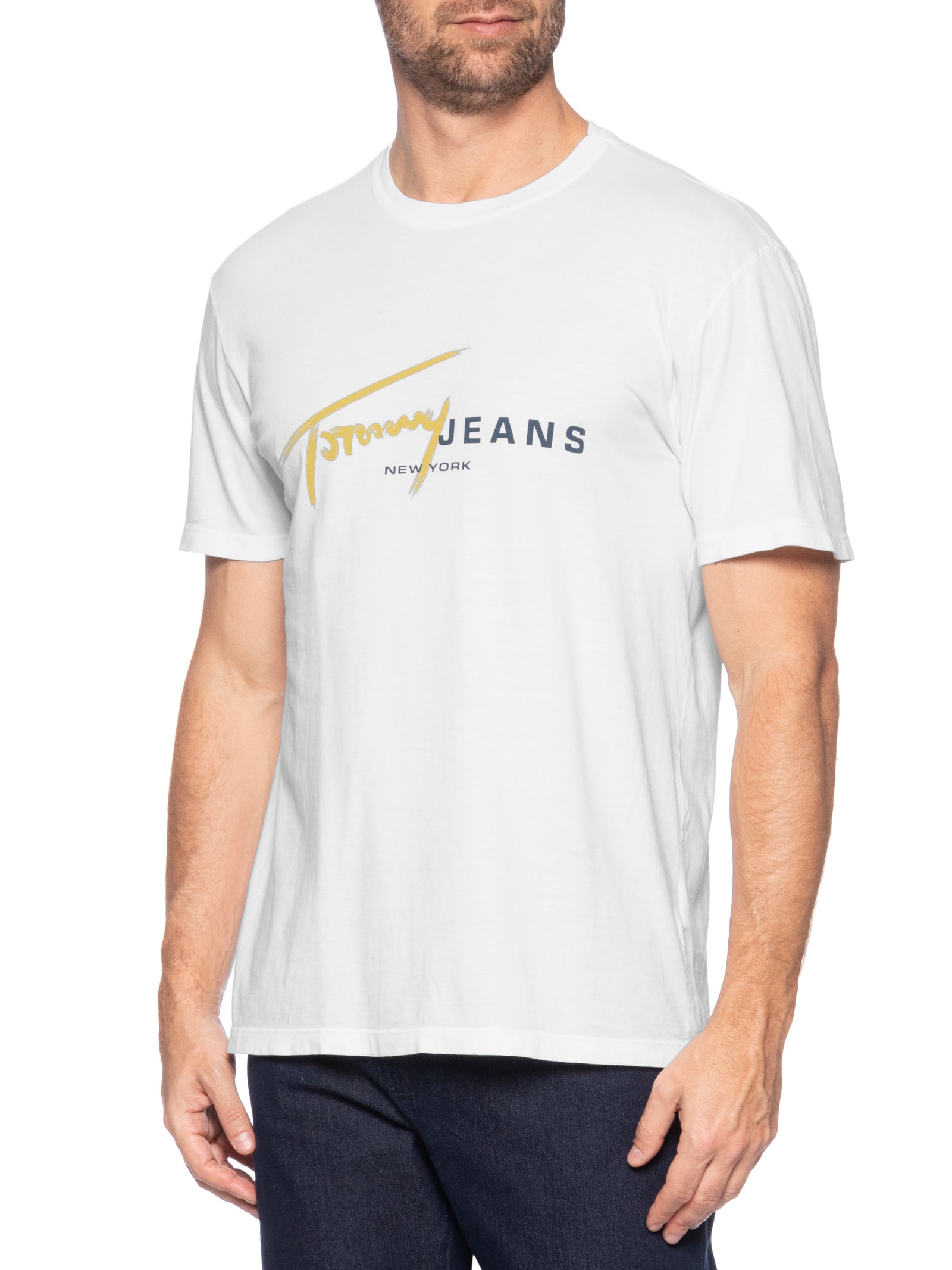 Camiseta Masculina Regular Fit Signature Dna Branco Tommy Jeans