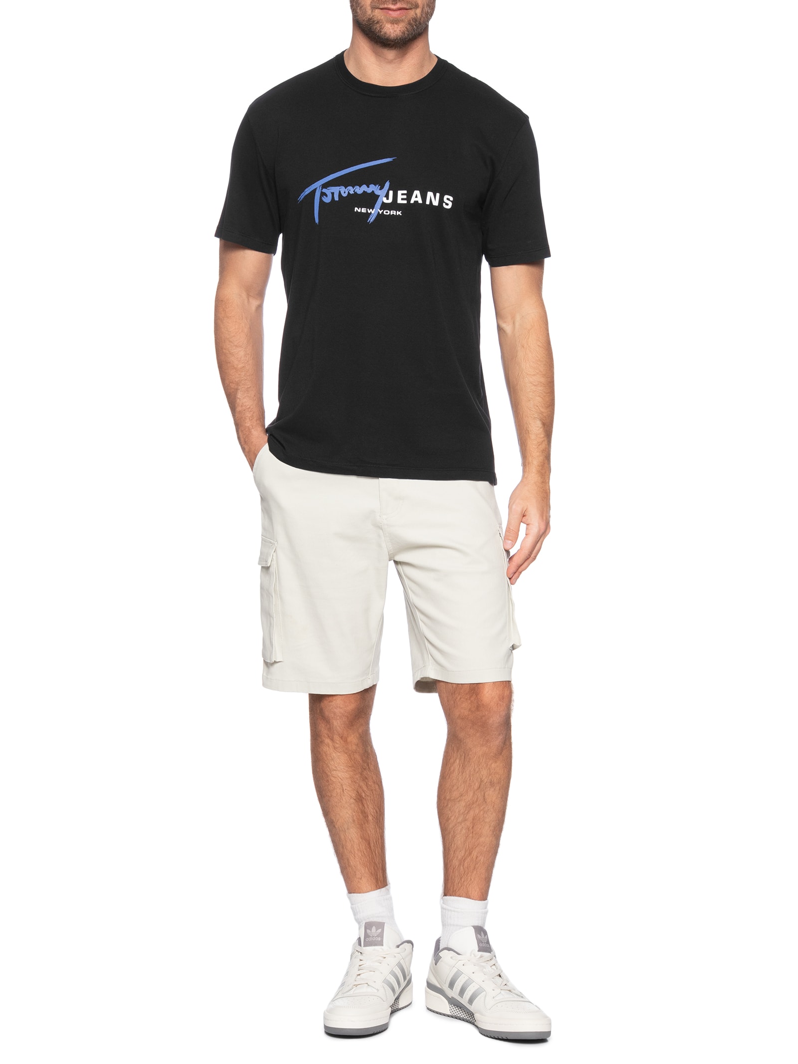 Camiseta Masculina Regular Fit Signature Dna Preto Tommy Jeans