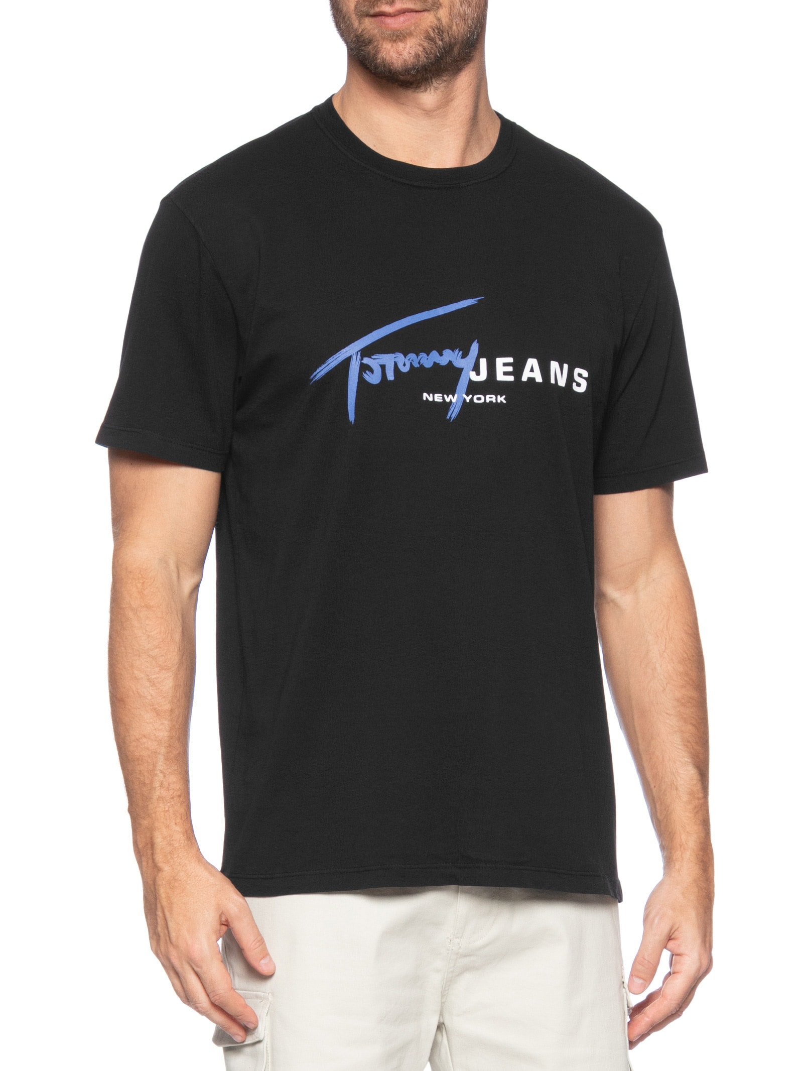 Camiseta Masculina Regular Fit Signature Dna Preto Tommy Jeans
