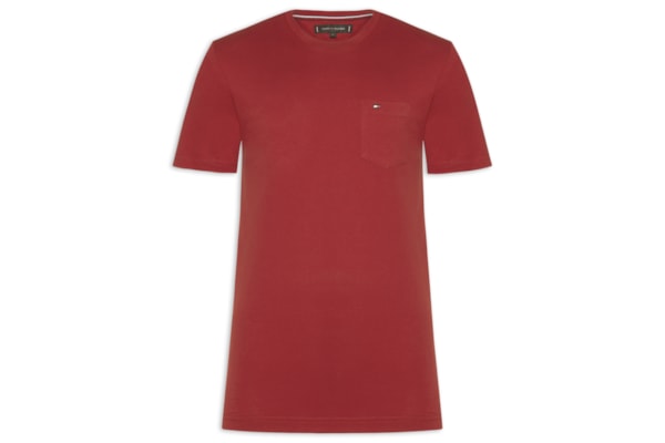 Camiseta Masculina Regular Fit Solid Pocket - Vermelho